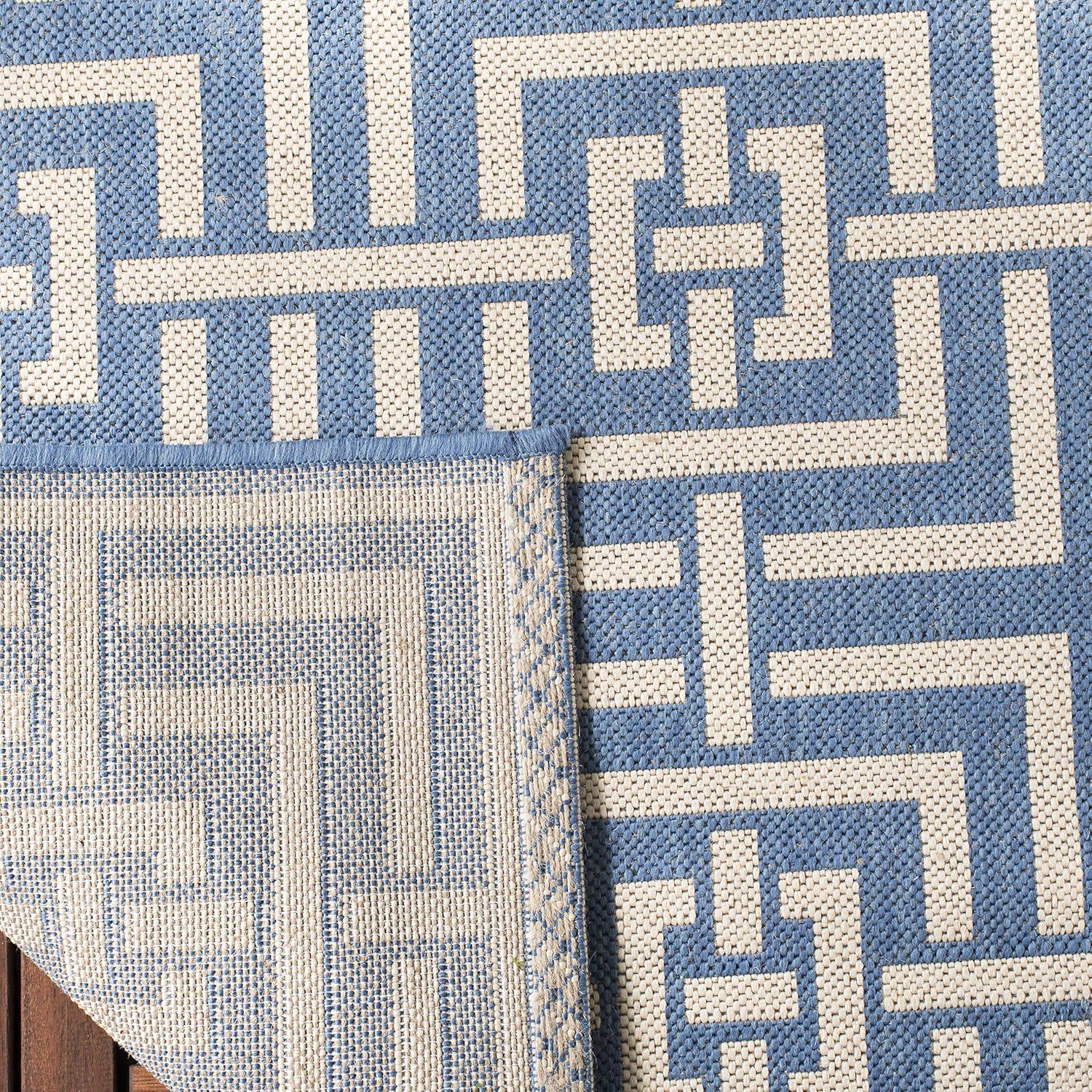 SAFAVIEH Beach House Nelie Geometric Indoor/Outdoor Area Rug Blue/Cream, 4' x 6'