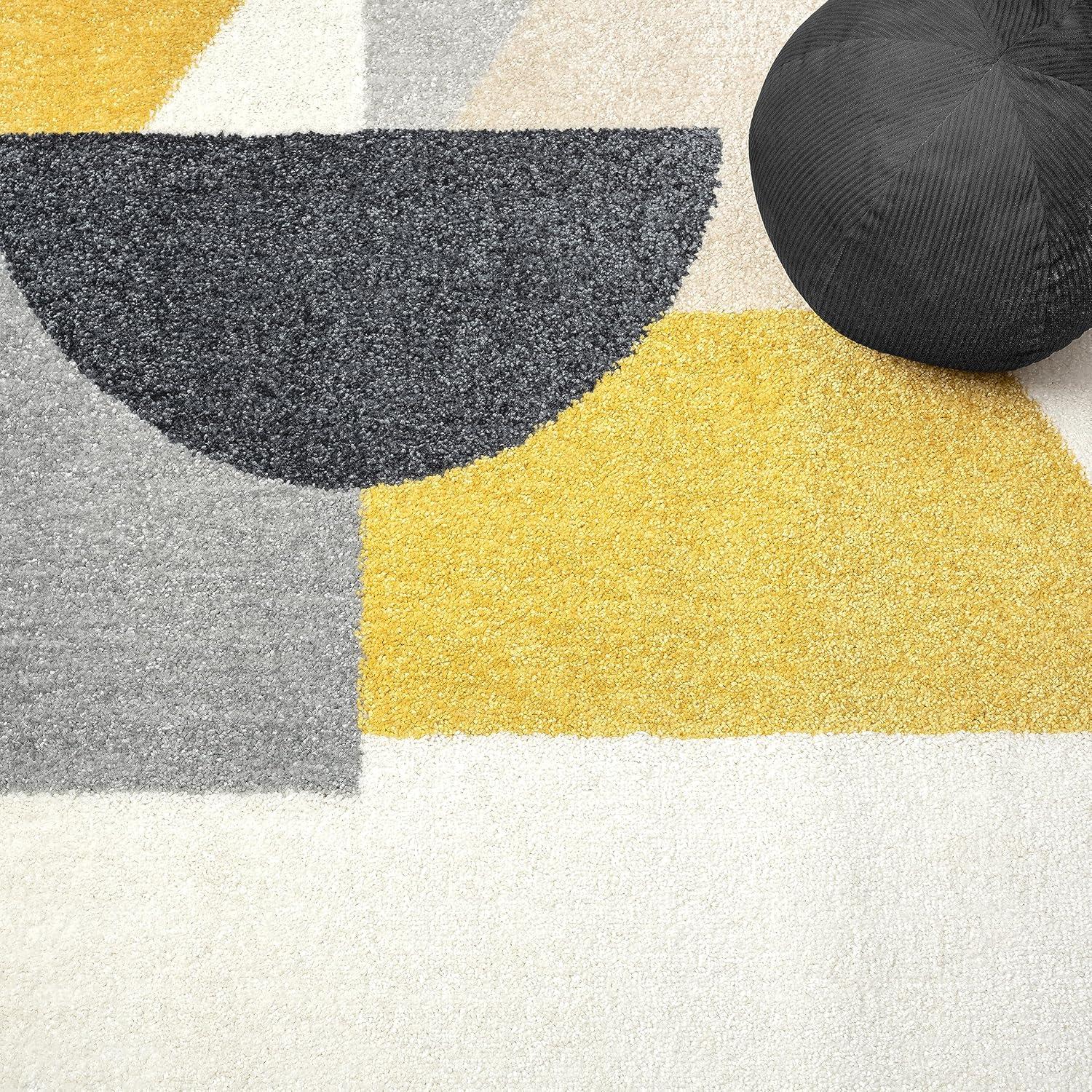 Abani Deco Collection Area Rug Mid Century Modern Bedroom Living Room Decor Floor Rug 6 x 9 Cream Grey