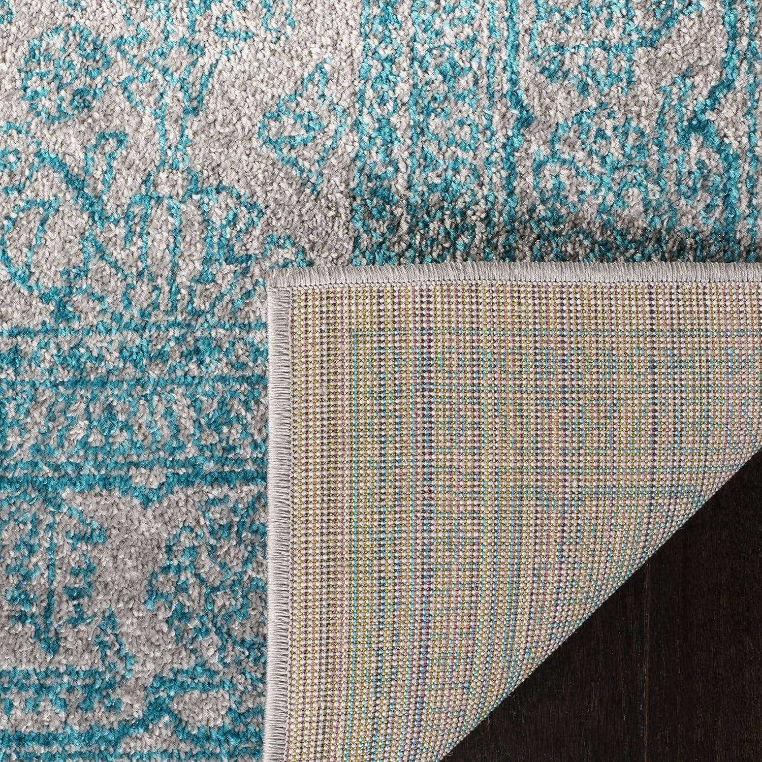 Adirondack ADR108 Power Loomed Area Rug - Light Grey/Teal - 6'x6' - Safavieh.