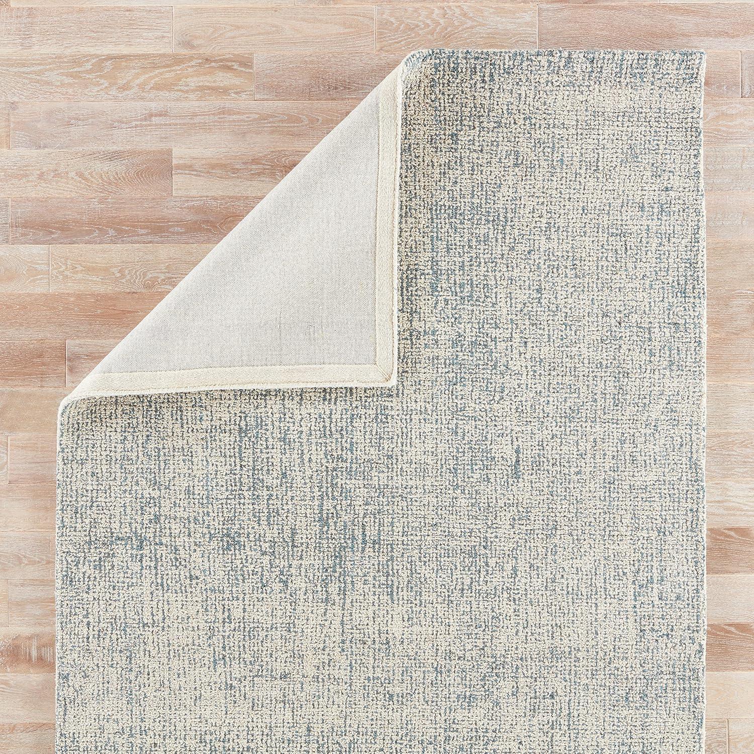 Light Grey & Real Teal Hand-Tufted Wool Area Rug 9'6"x13'6"