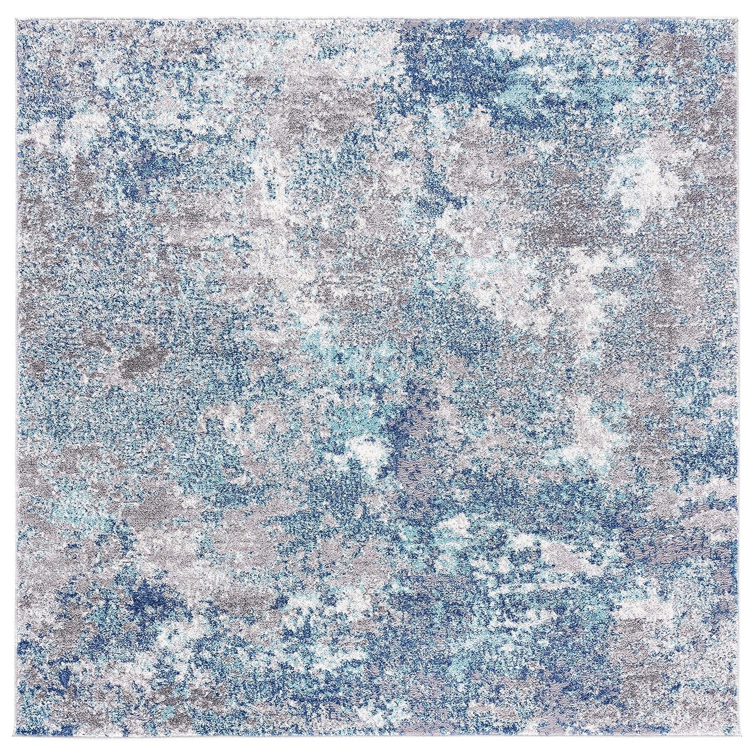 Aston ASN710 Power Loomed Area Rug - Navy/Grey - 3'x3' - Safavieh.