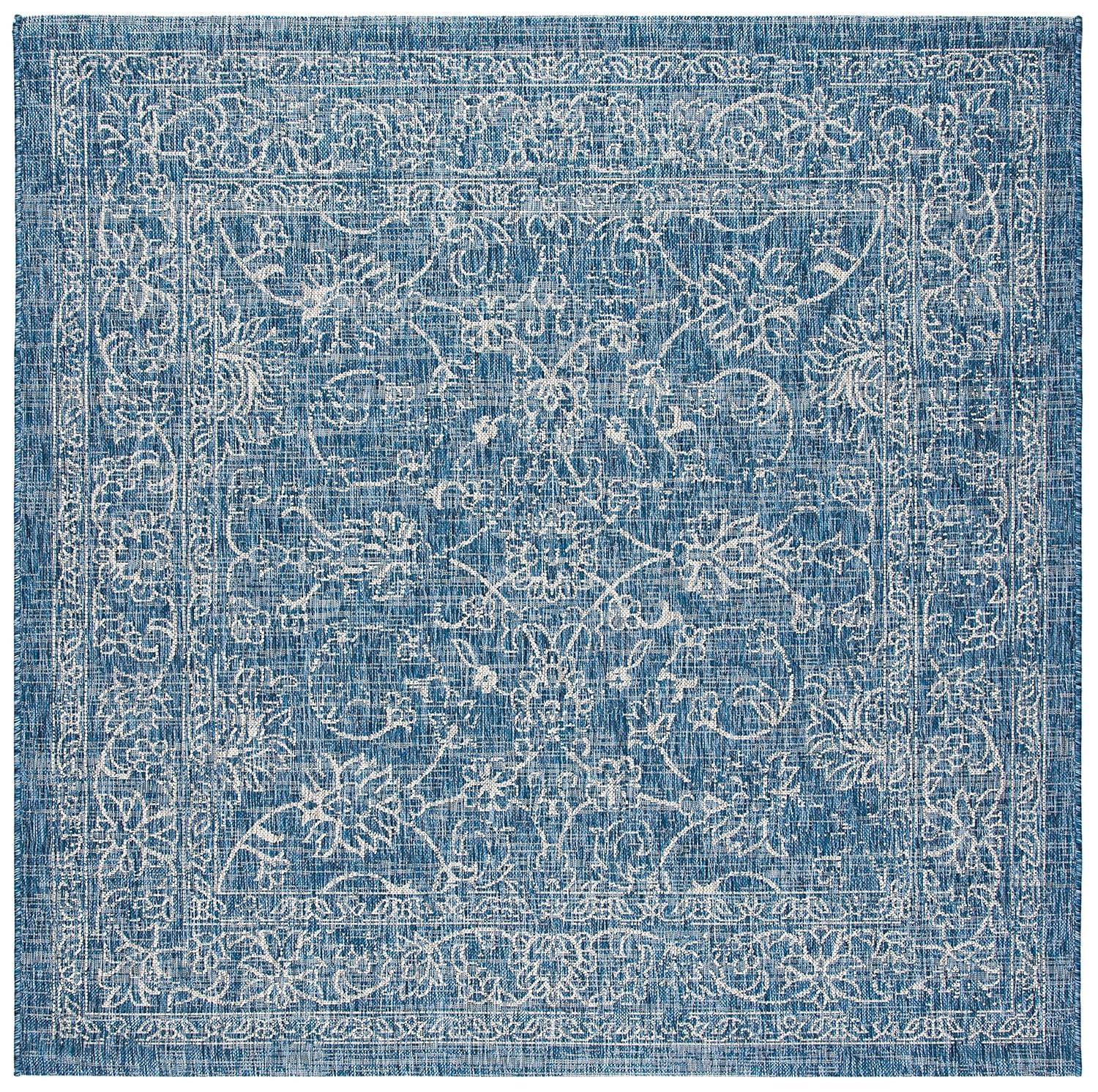 Courtyard CY8680 Power Loomed Indoor and Outdoor Area Rug - Navy/Ivory - 6'7"x6'7" - Safavieh