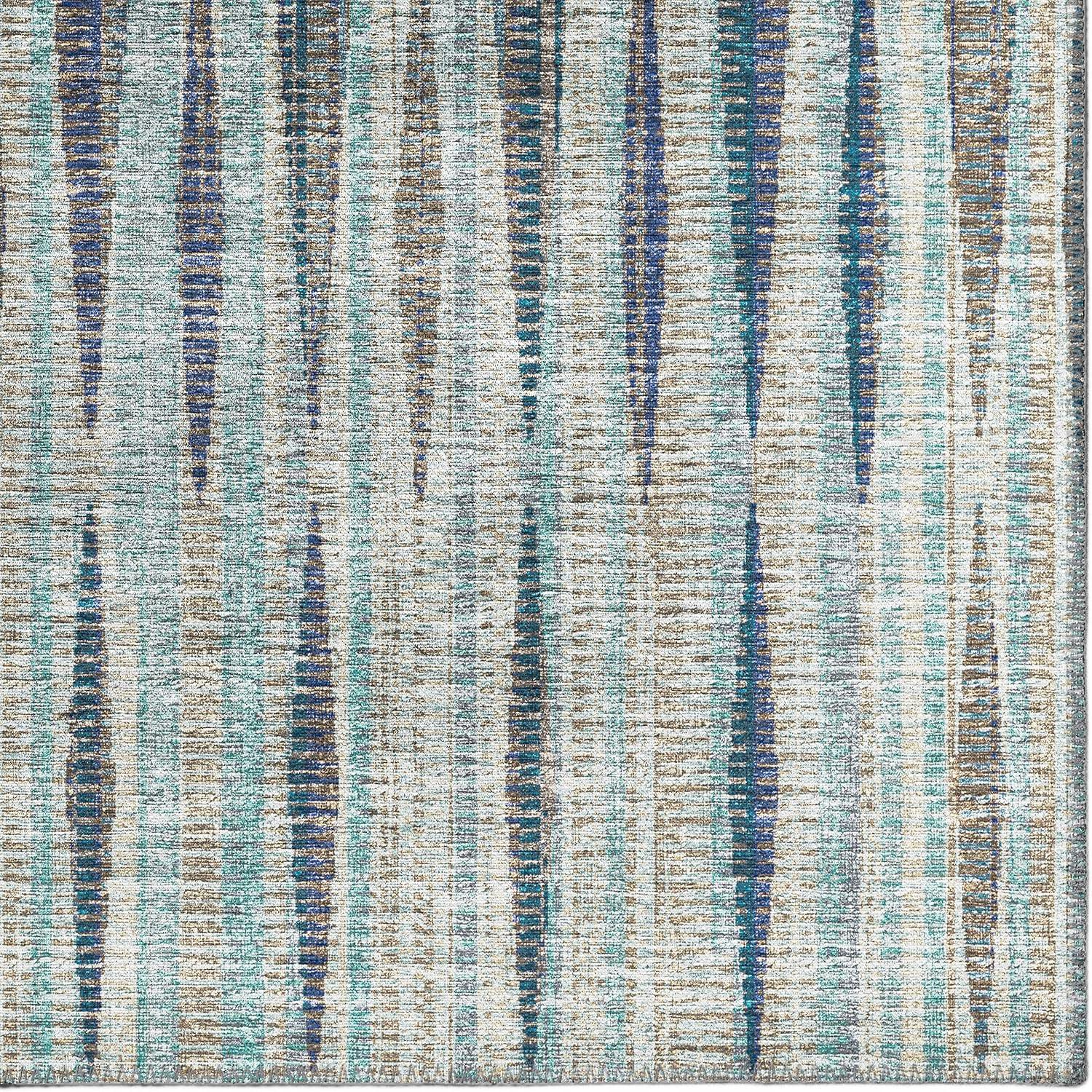 Ocean Stripe 8' x 10' Washable Synthetic Area Rug