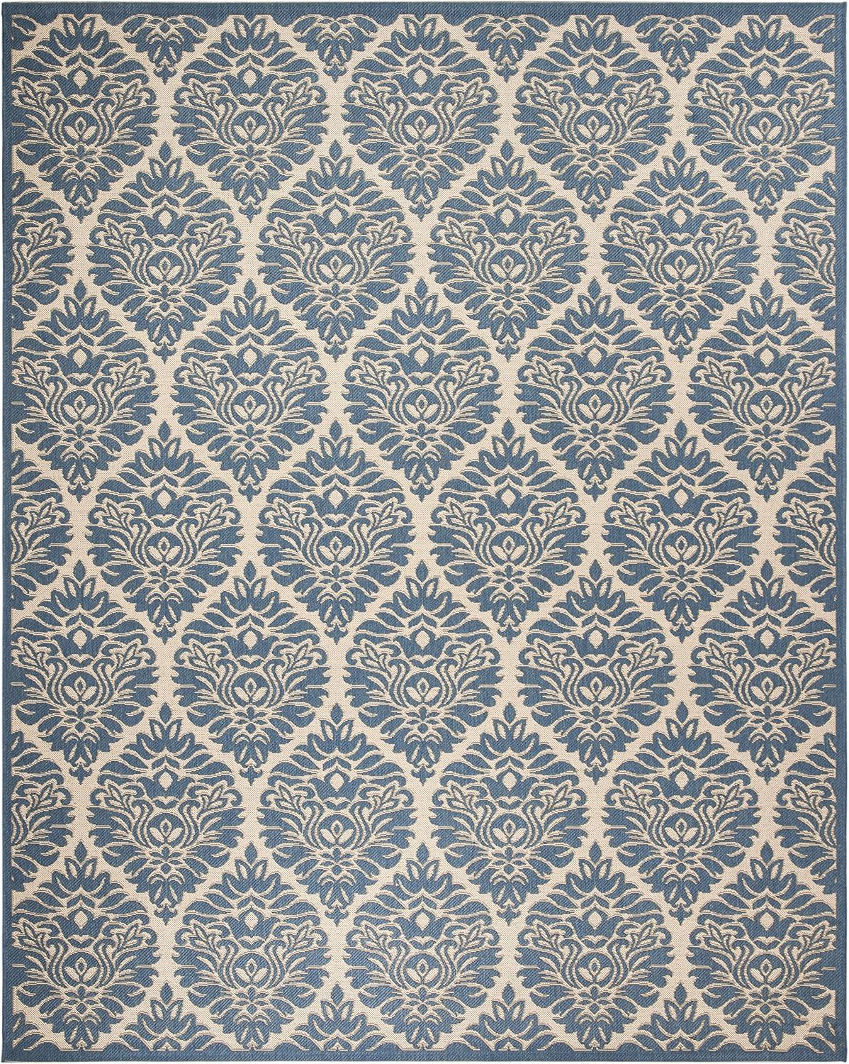 Beach House BHS135 Power Loomed Indoor/Outdoor Area Rug - Cream/Blue - 8'x10' - Safavieh