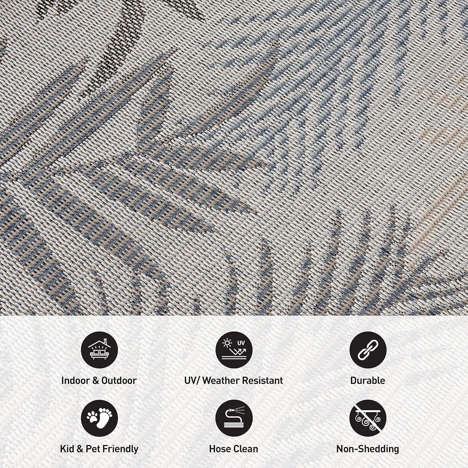 World Rug Gallery Bahama Palm Frond Indoor/Outdoor Area Rug - Cream 7'10" x 10'