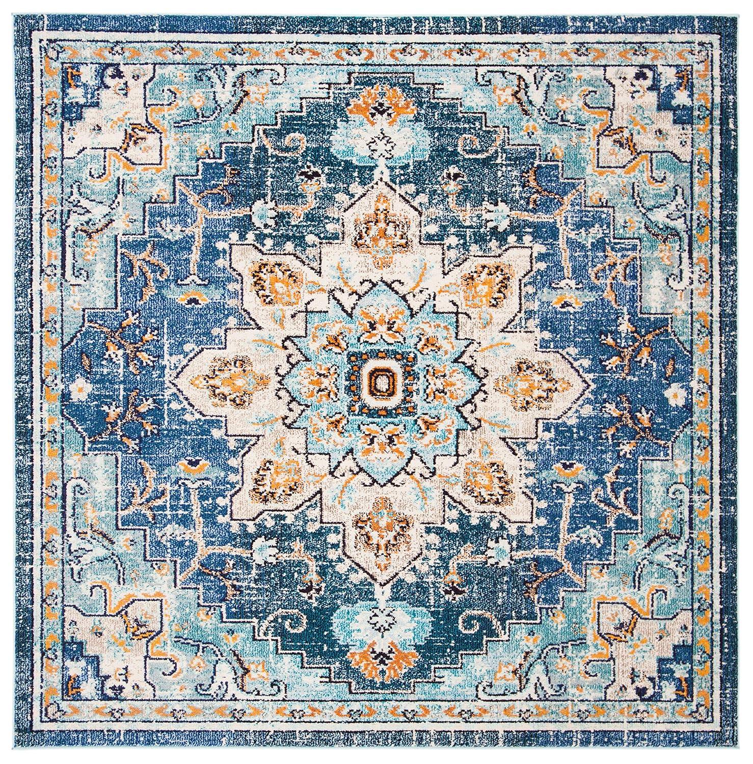 Madison MAD473 Power Loomed Indoor Accent Rug - Blue/Light Blue - 3'x3' - Safavieh