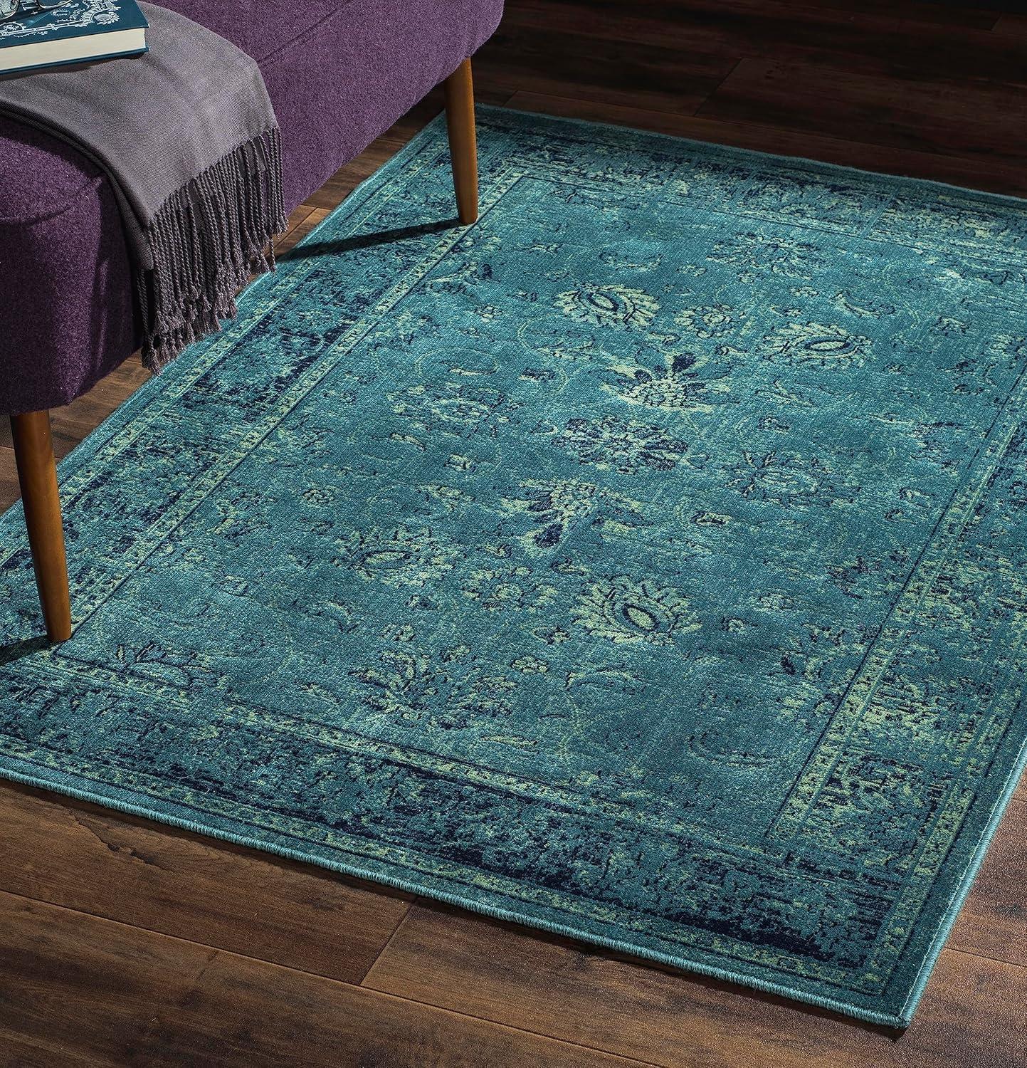 Vintage VTG117 Power Loomed Indoor Skid-Resistant Accent Rug - Turquoise/Multi - 3'3"x5'7" - Safavieh