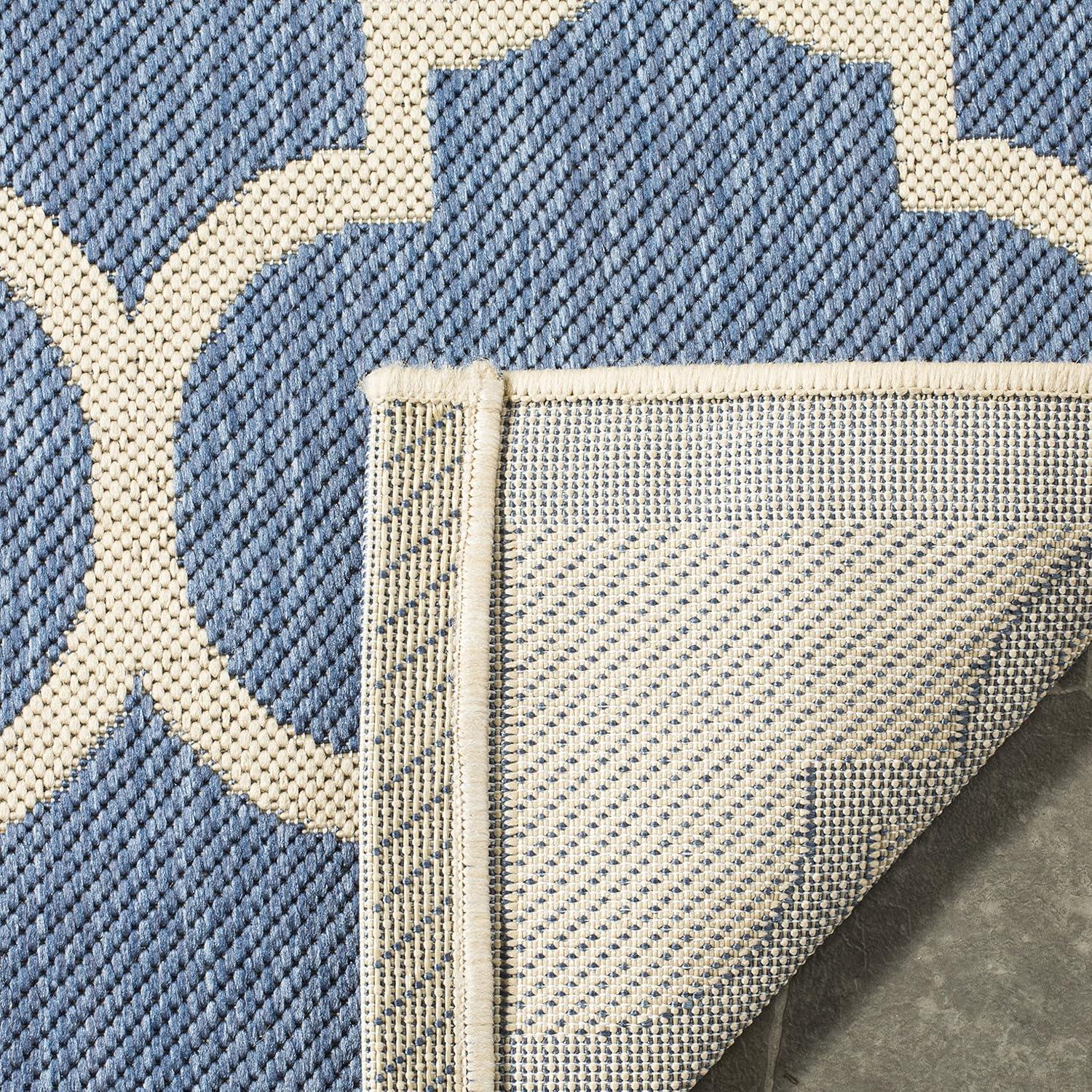 Courtyard CY6914 Power Loomed Indoor/Outdoor Area Rug - Blue/Beige - 6'7"x9'6" - Safavieh.