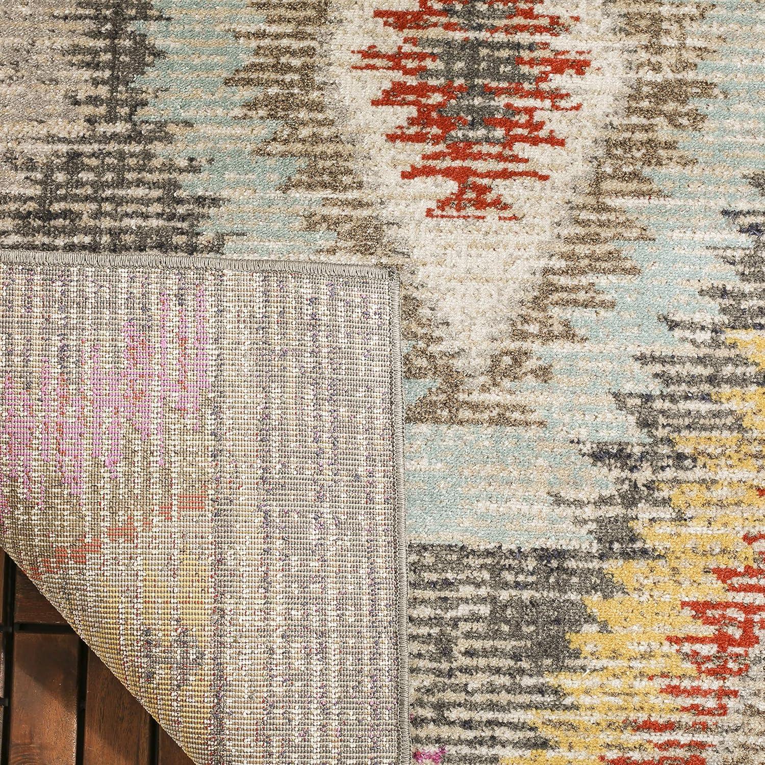 Gray Multicolor Synthetic 6' x 9' Boho Area Rug