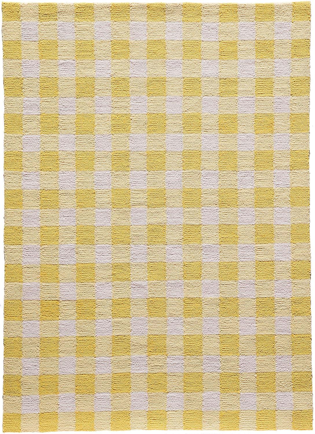 Gingham Rug - Yellow - (2'x3') - Momeni: Handmade Tufted Accent, Low Pile, Indoor Use, Classic Gingham Check Pattern