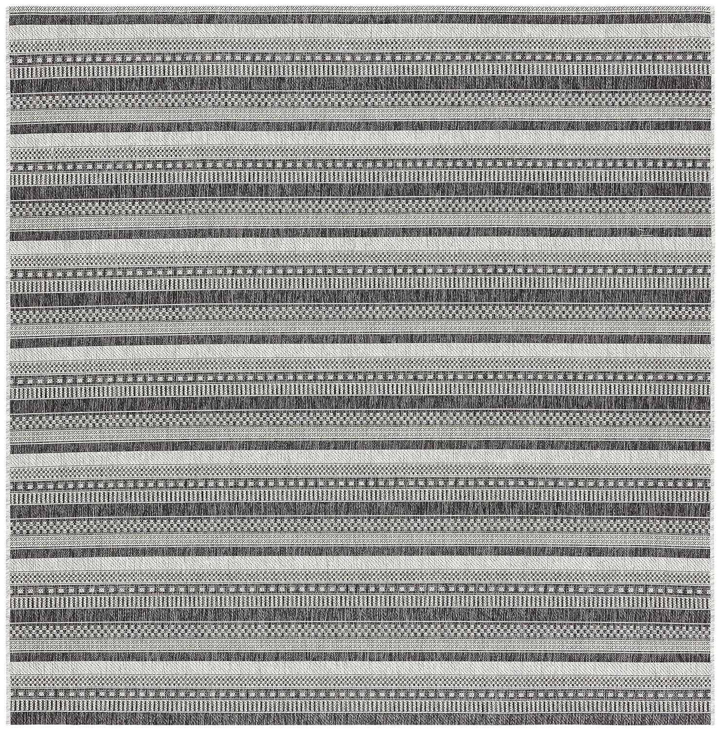 Courtyard CY8784 Power Loomed Indoor/Outdoor Area Rug - Black/Grey - 6'7"x6'7" - Safavieh.