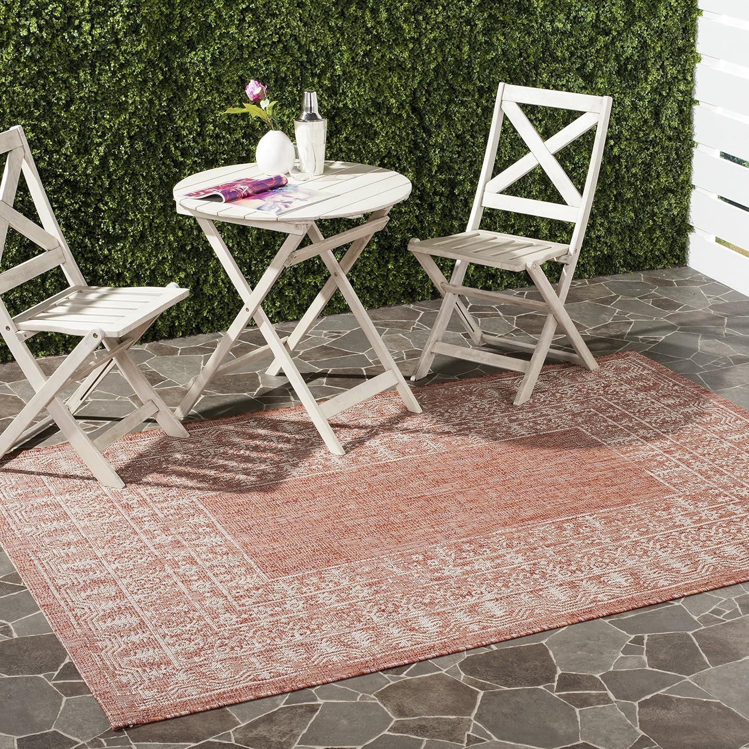 Courtyard CY8482 Power Loomed Indoor/Outdoor Area Rug - Red/Beige - 5'3"x7'7" - Safavieh.