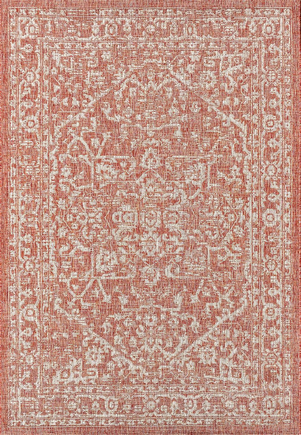 Malta Bohemian Inspired Medallion Textured Weave Indoor/Outdoor Area Rug - JONATHAN Y