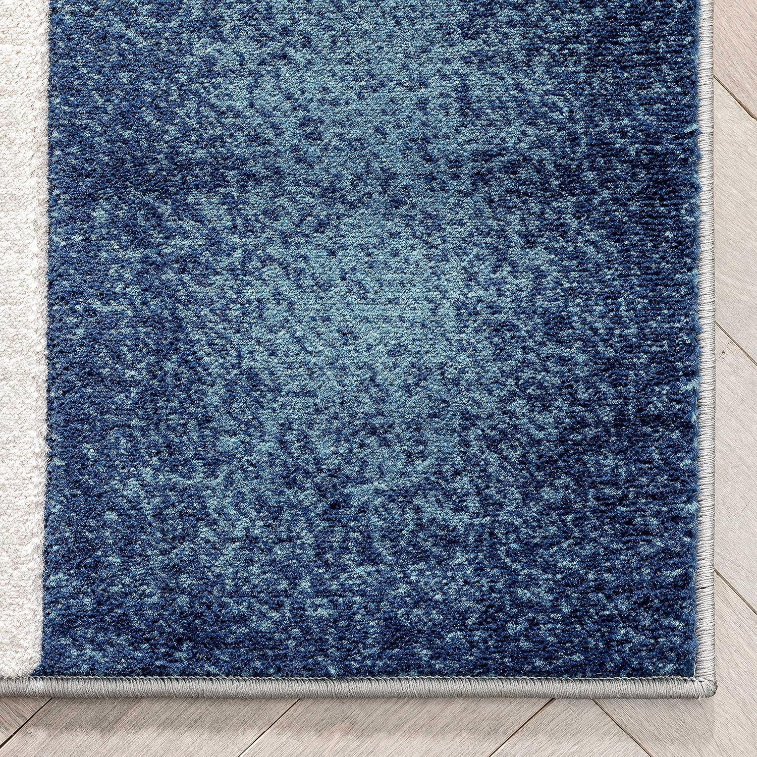 Abstract Dark Blue Area Rug