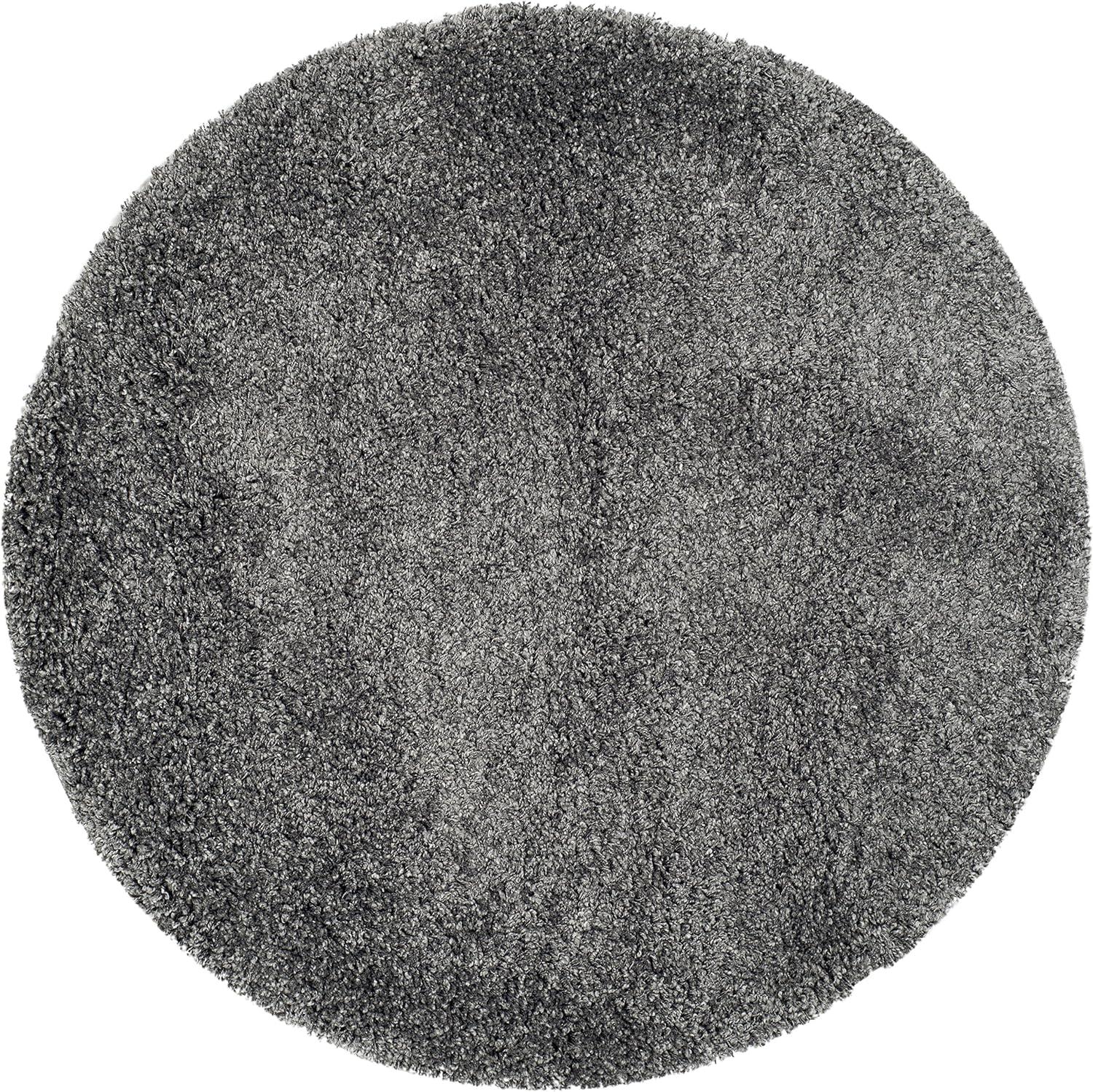 SAFAVIEH California Solid Plush Shag Area Rug, Dark Grey, 8'6" x 8'6" Round