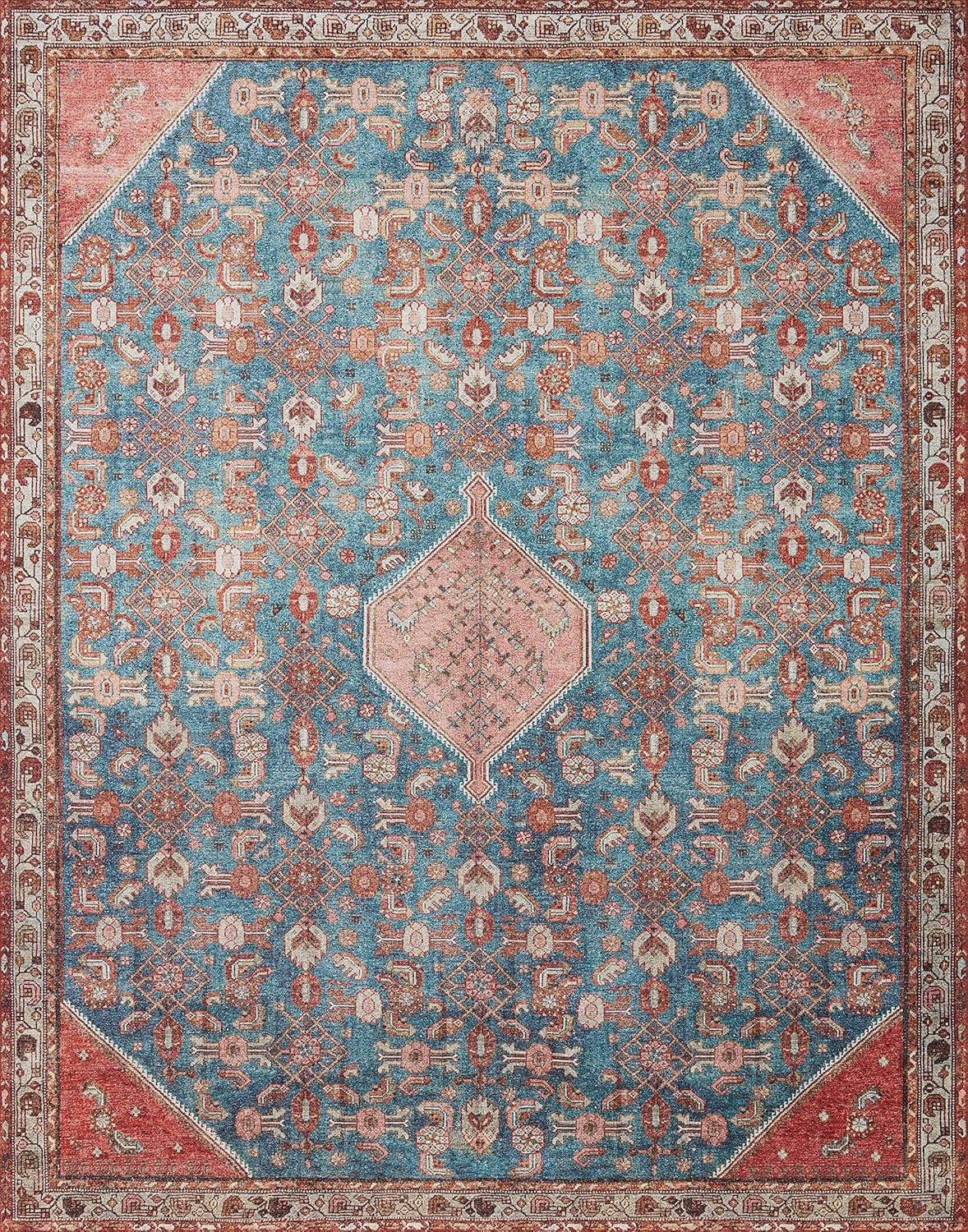 Loloi II Layla LAY-10 Printed Marine / Clay Oriental Area Rug 5'-0" x 7'-6"