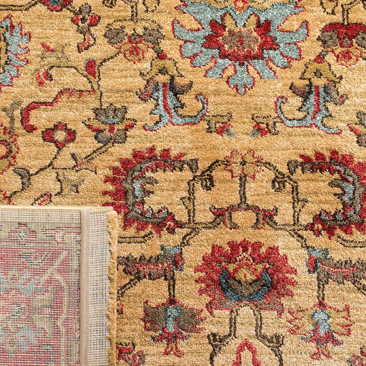 Elegant Red and Beige 3' x 5' Hand-Knotted Synthetic Area Rug