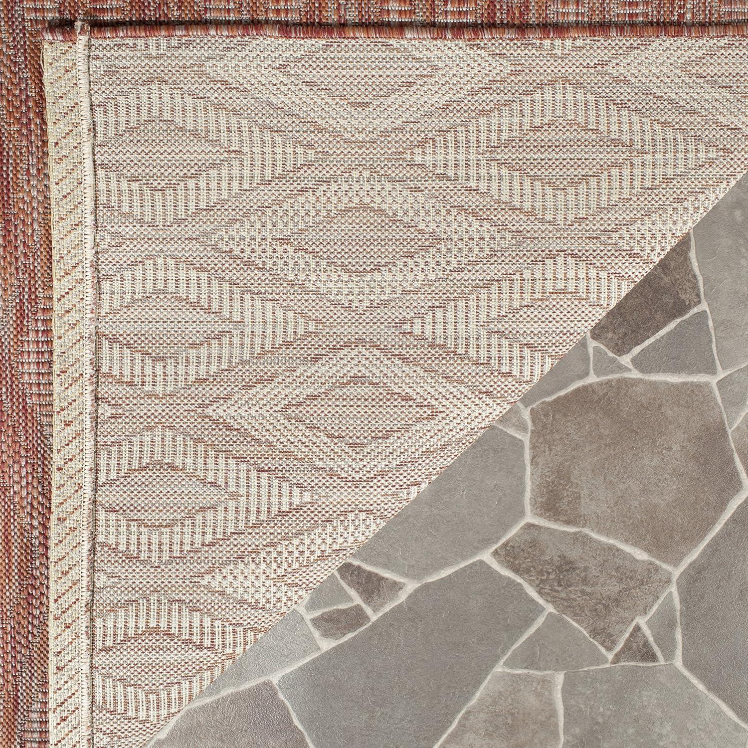 SAFAVIEH Courtyard Teodor Geometric Indoor/Outdoor Area Rug, Red/Red, 2'7" x 5'