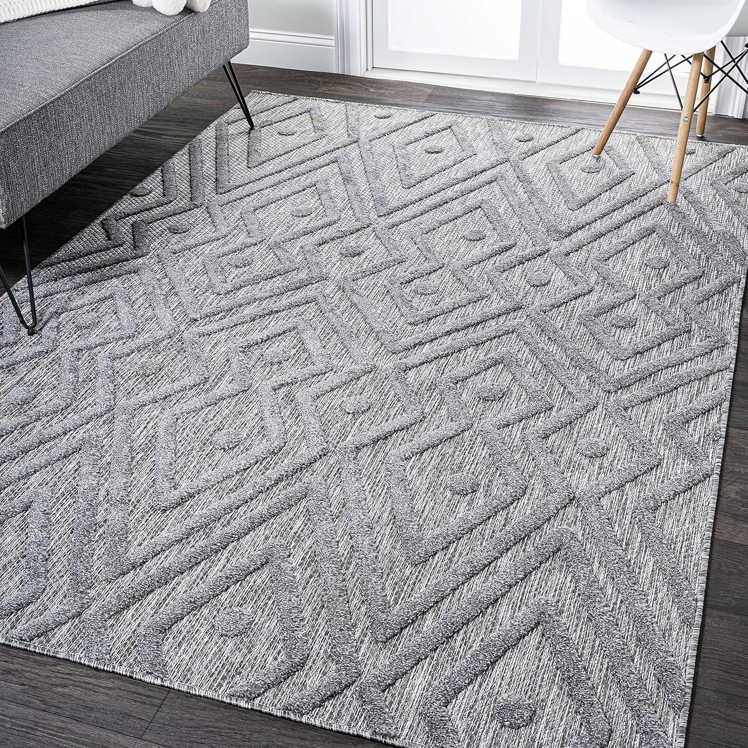 4'x6' Balansat Moroccan Diamond Indoor/Outdoor Area Rug, Dark Gray - JONATHAN Y