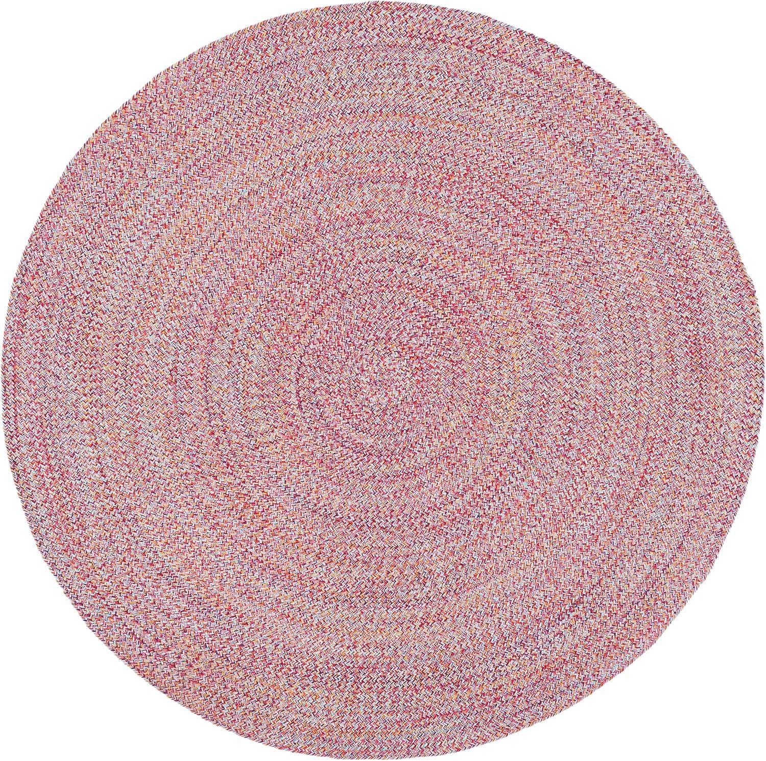 Handwoven Easy Care Cotton Braided Rug - Round 6ft Pink/Yellow