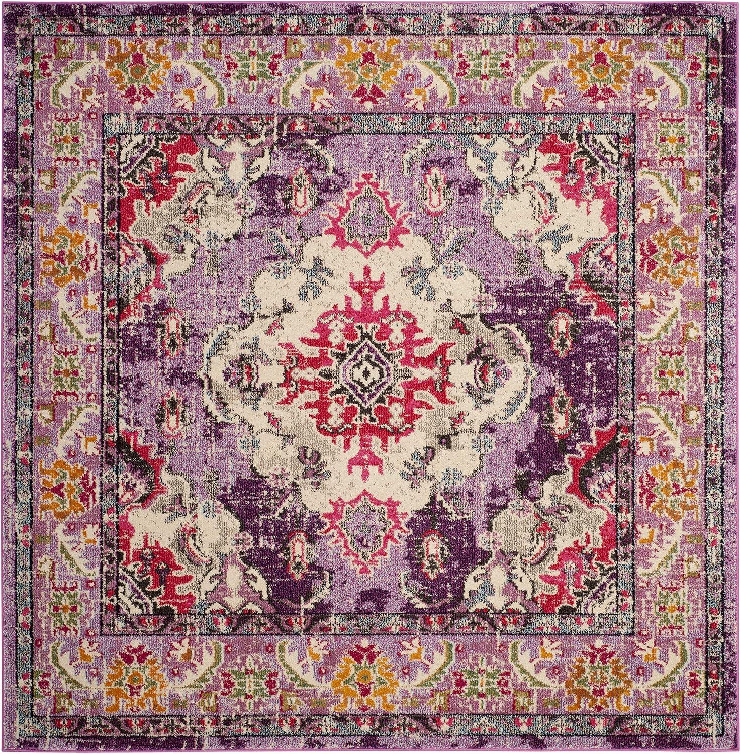 Monaco MNC243 Power Loomed Indoor Area Rug - Violet/Fuchsia - 5'x5' - Safavieh