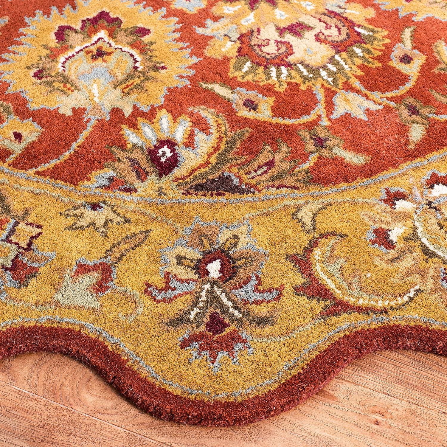 Heritage HG820 Hand Tufted Area Rug - Red/Natural - 6' Round - Safavieh.