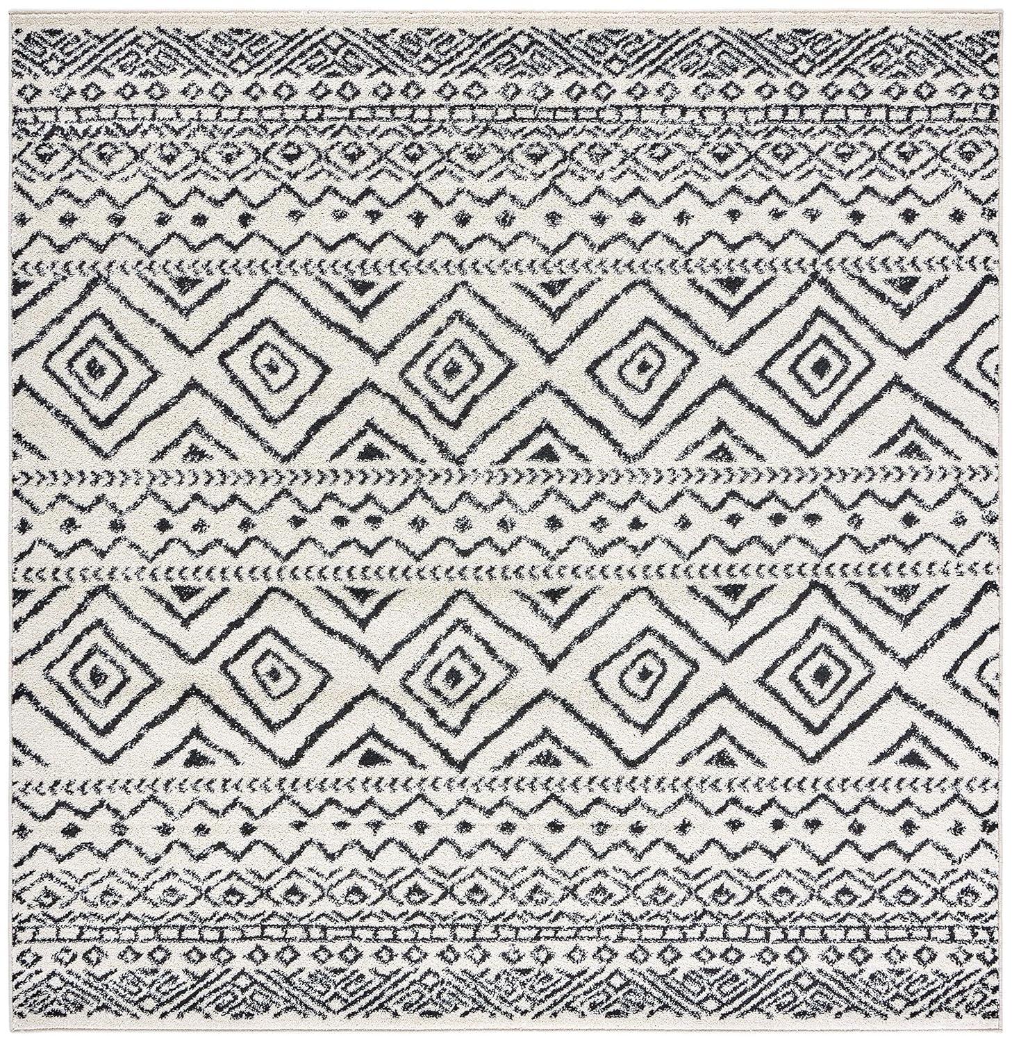 Tulum TUL267 Power Loomed Indoor Accent Rug - Ivory/Black - 3'x3' - Safavieh