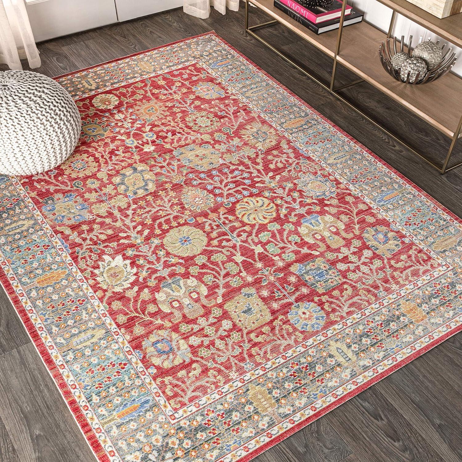 India Flower and Vine Area Rug - JONATHAN Y