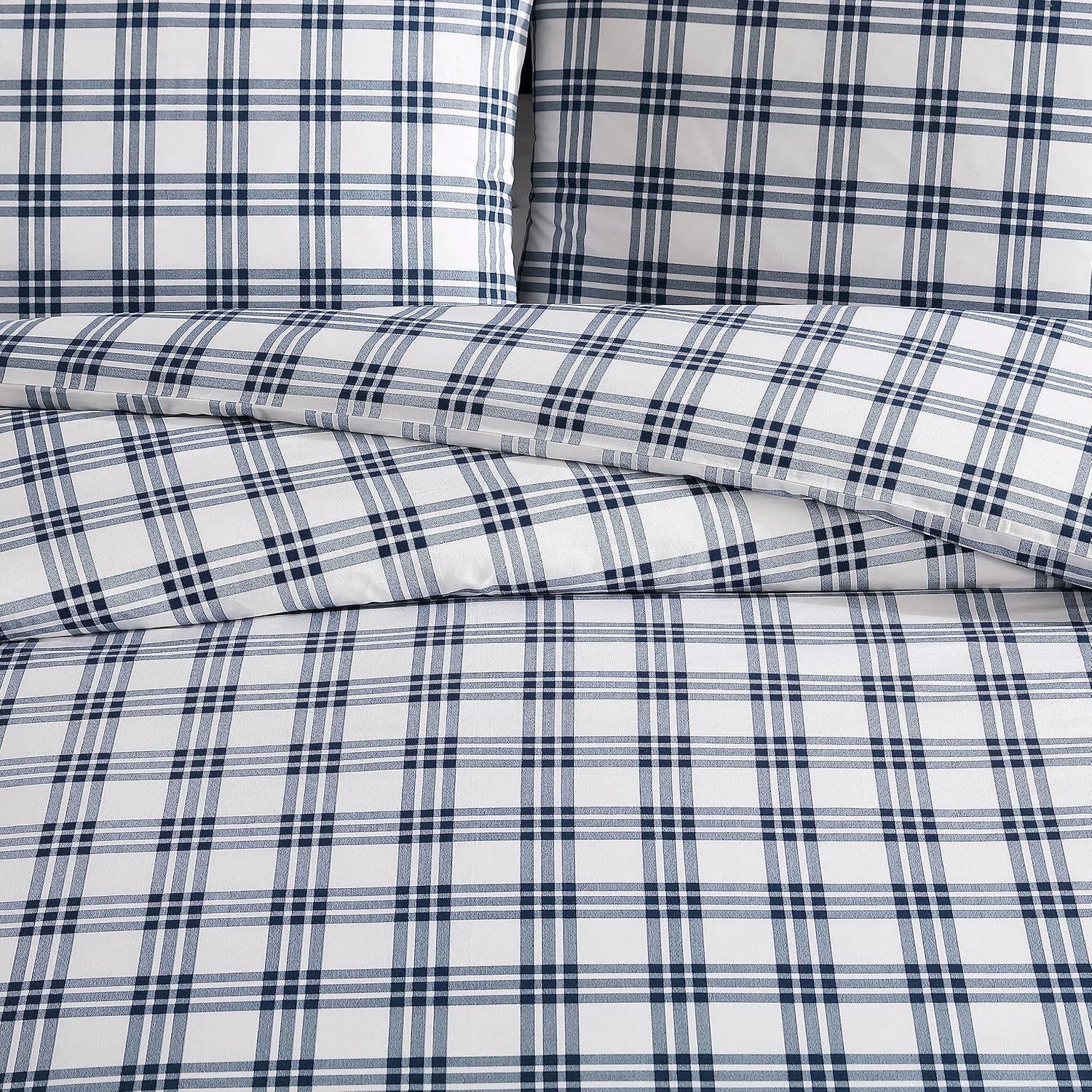 Eddie Bauer Arrowhead Eddie Bauer Basic Plaid Navy Cotton Percale Duvet Cover Set
