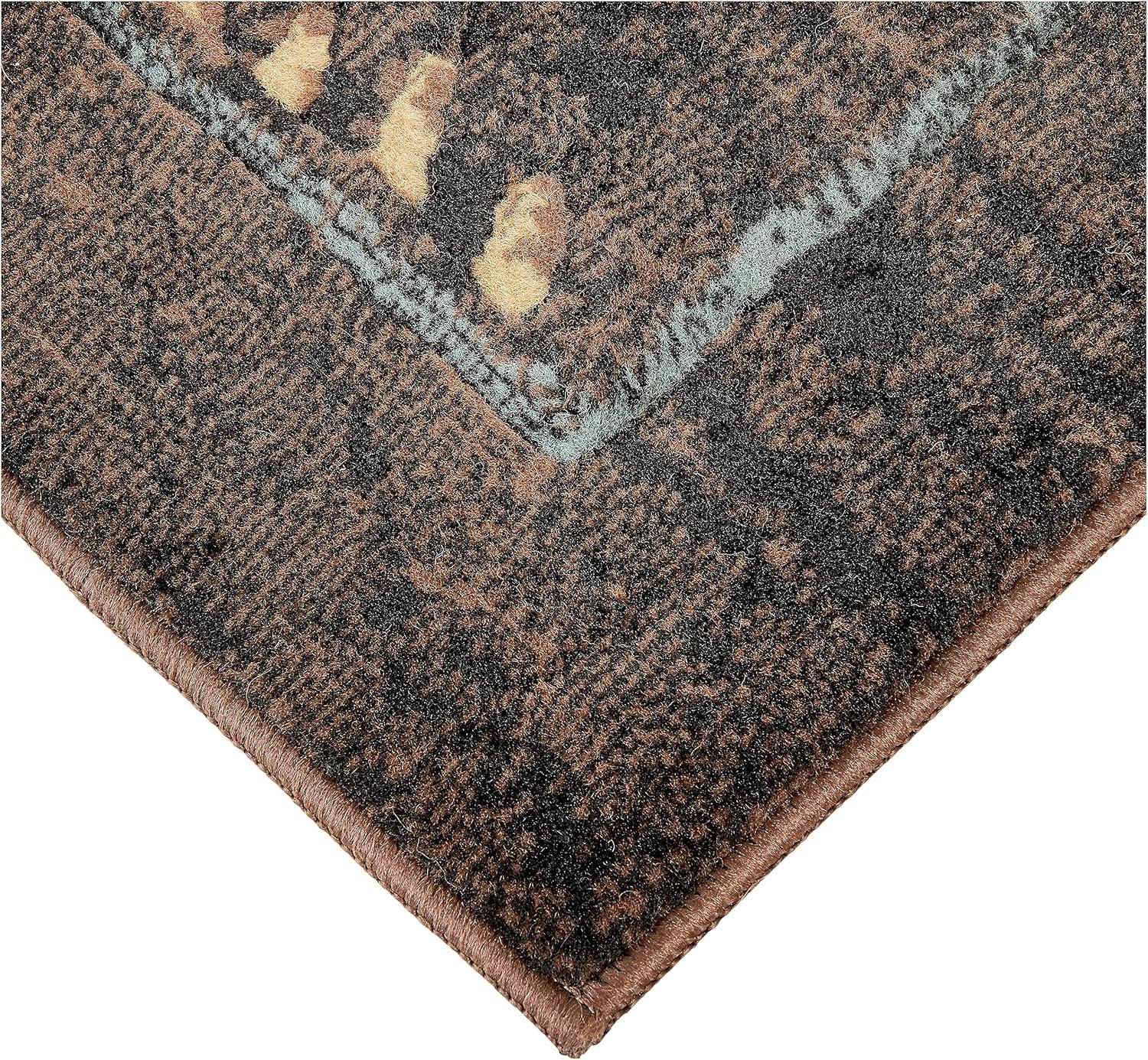 Rustic Wildlife and Southwest Elements Red Synthetic Area Rug, 63"x84"