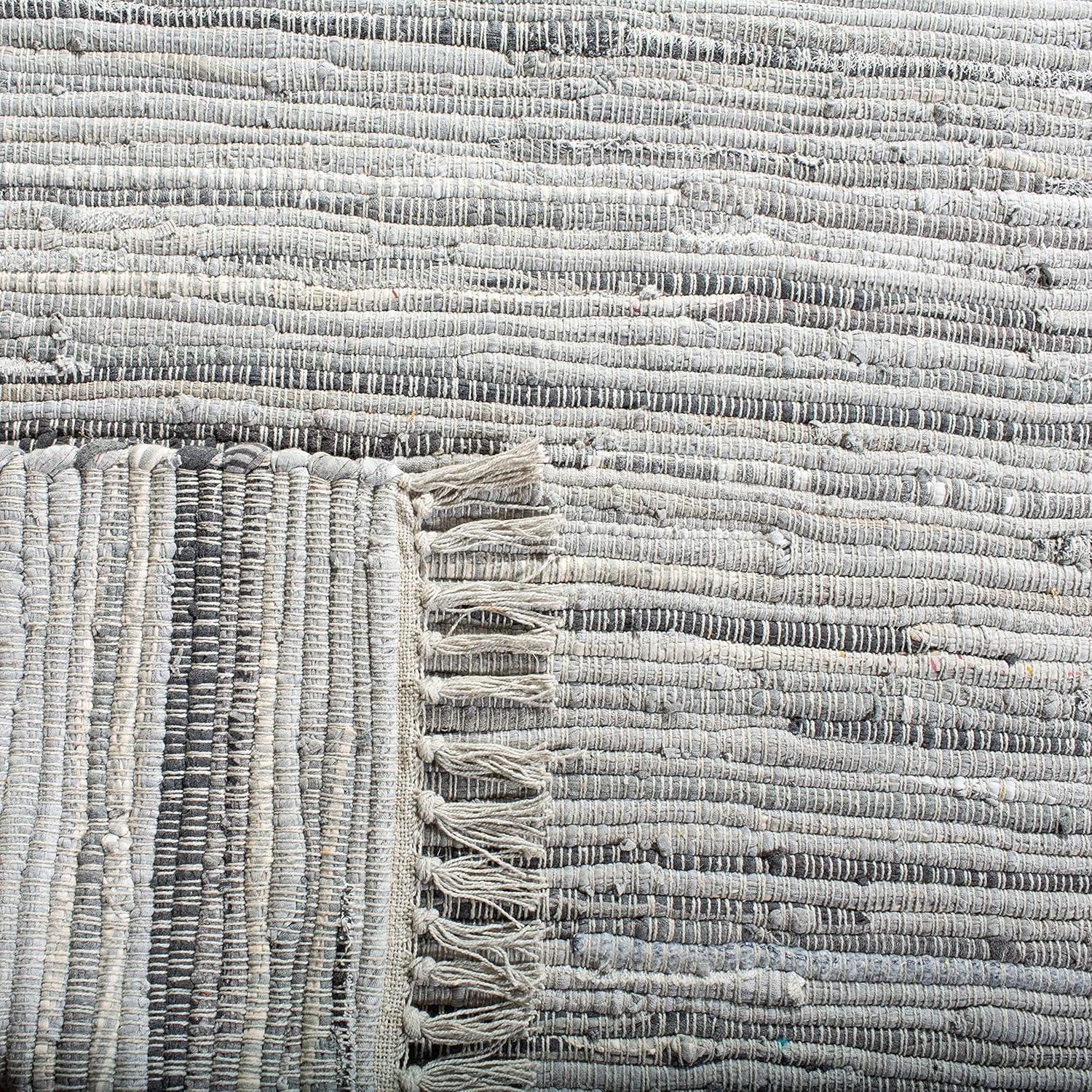 Rag Rug RAR121 Hand Woven Indoor Area Rug - 5'x5' - Grey - Safavieh