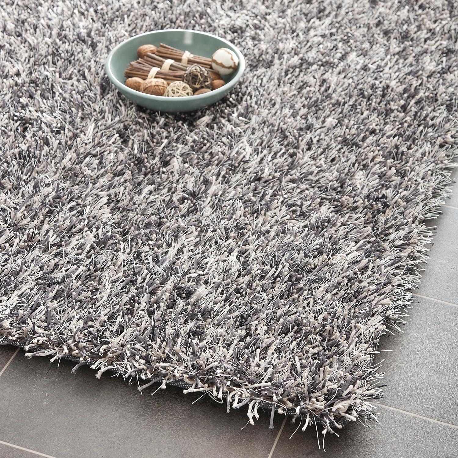 Shag SG531 HAND TUFTED Indoor Accent Rug - Platinum/Ivory - 3'x5' - Safavieh.