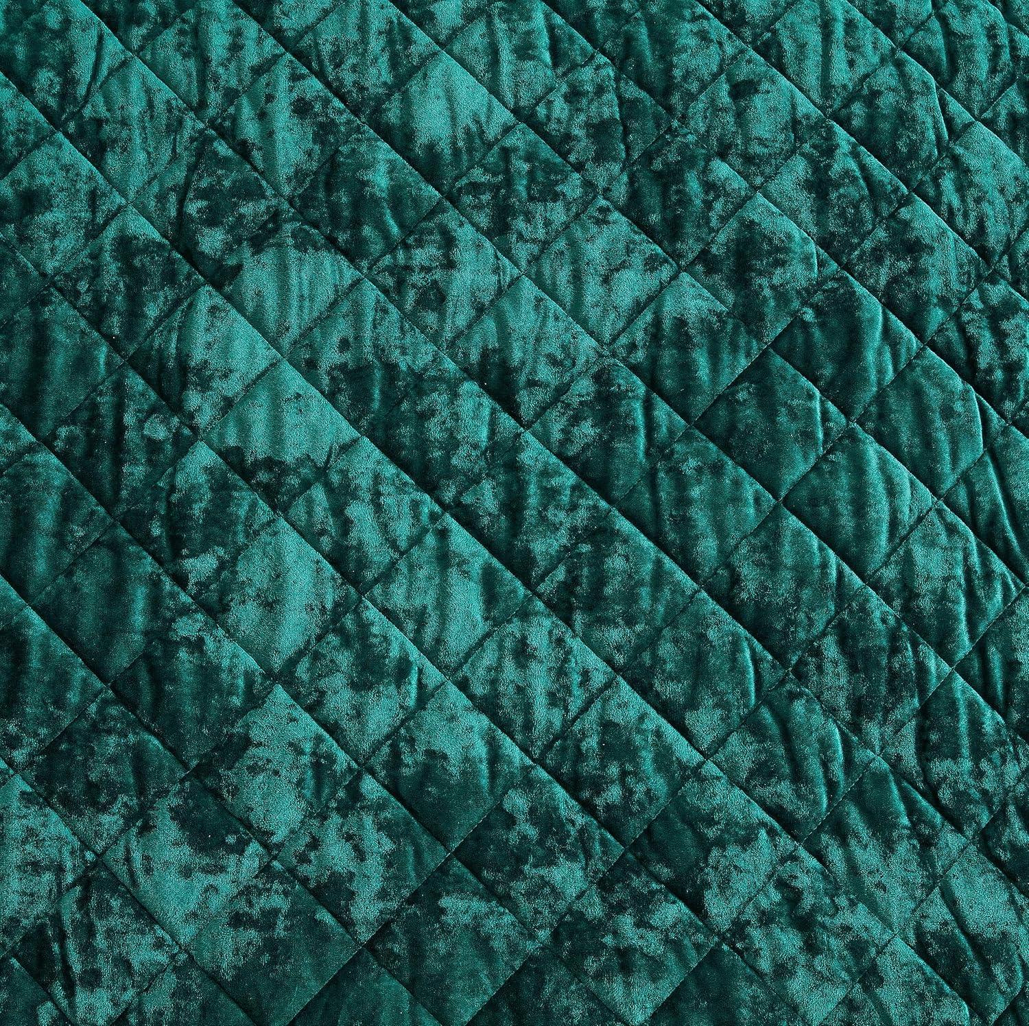 Chezmoi Collection Diamond Stitch Reversible Plush Distressed Velvet Quilt Set
