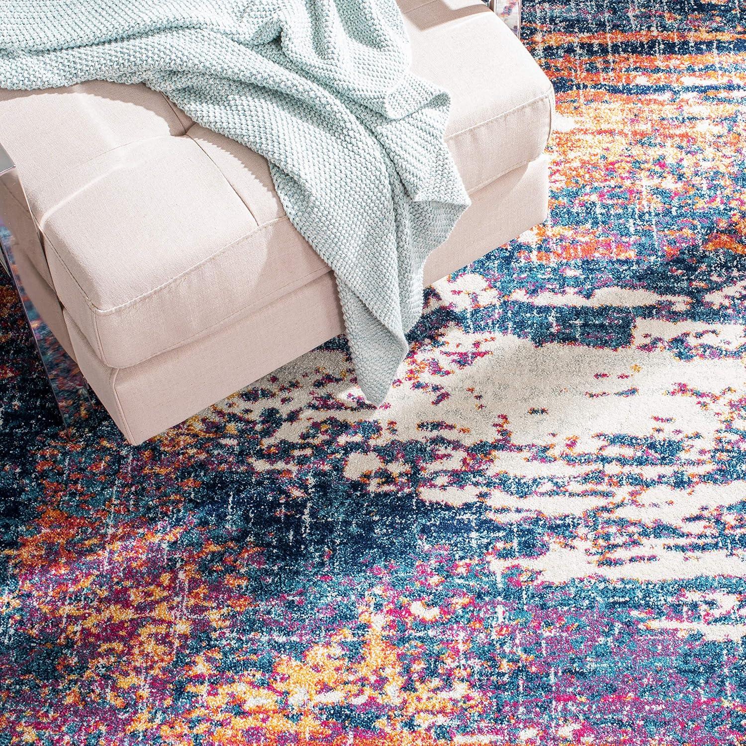Evoke EVK272 Power Loomed Indoor Area Rug - Navy/Orange - 5'3"x7'6" - Safavieh