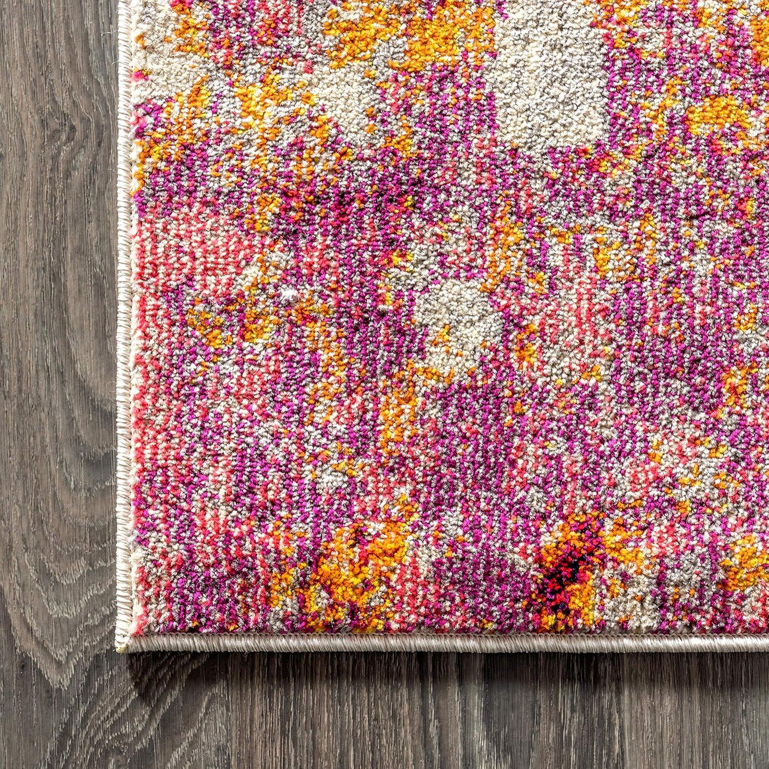 8'x10' Contemporary POP Modern Abstract Area Rug, Pink/Orange - JONATHAN Y
