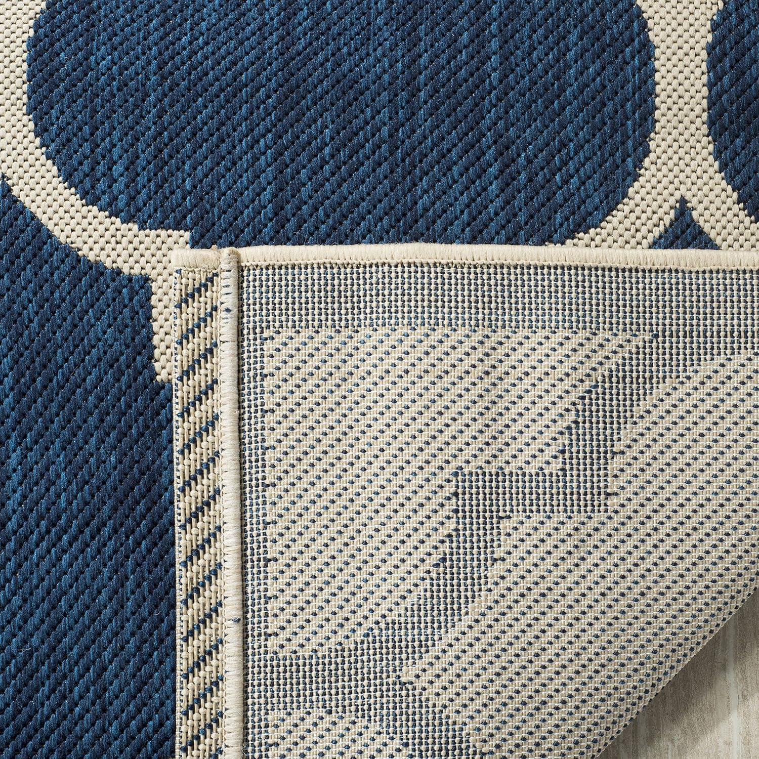 Courtyard CY6914 Power Loomed Indoor/Outdoor Area Rug - Navy/Beige - 6'7"x9'6" - Safavieh.