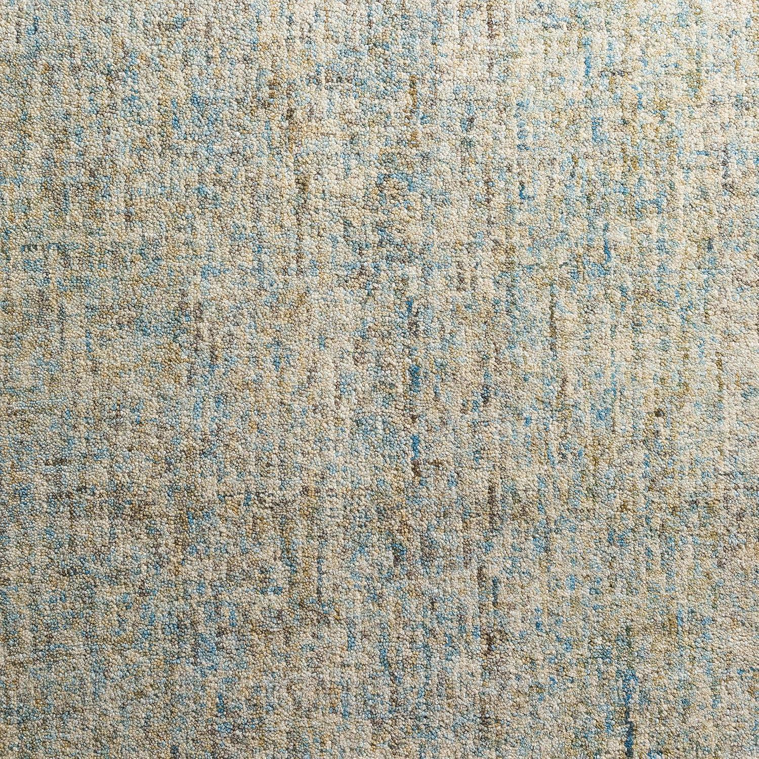 Chambray Elegance Hand-Tufted Wool Rug in Ivory and Light Blue, 9' x 13'