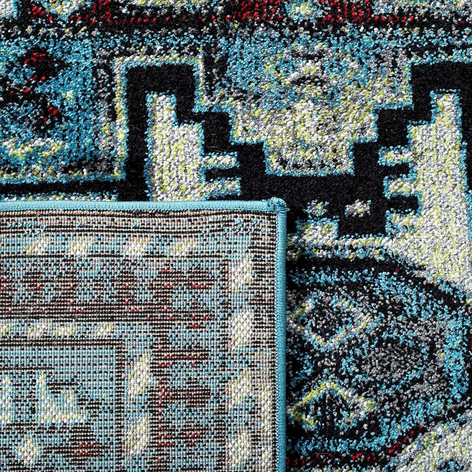Vintage Hamadan VTH213 Power Loomed Indoor Area Rug - Light Blue/Black - 6'7"x9' - Safavieh