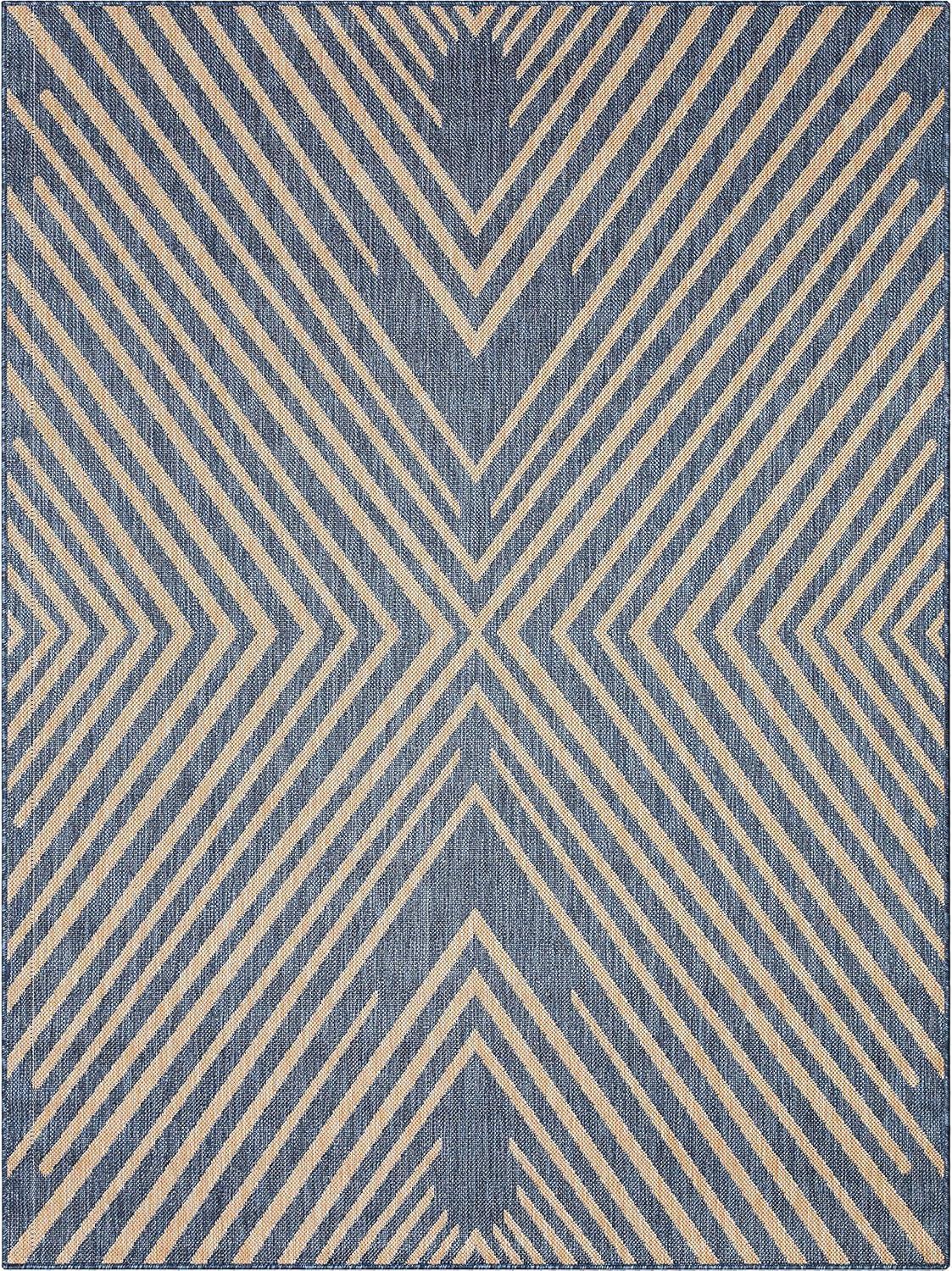 Well Woven Kesia Modern Stripes Indoor/Outdoor Gray Flat-Weave Rug