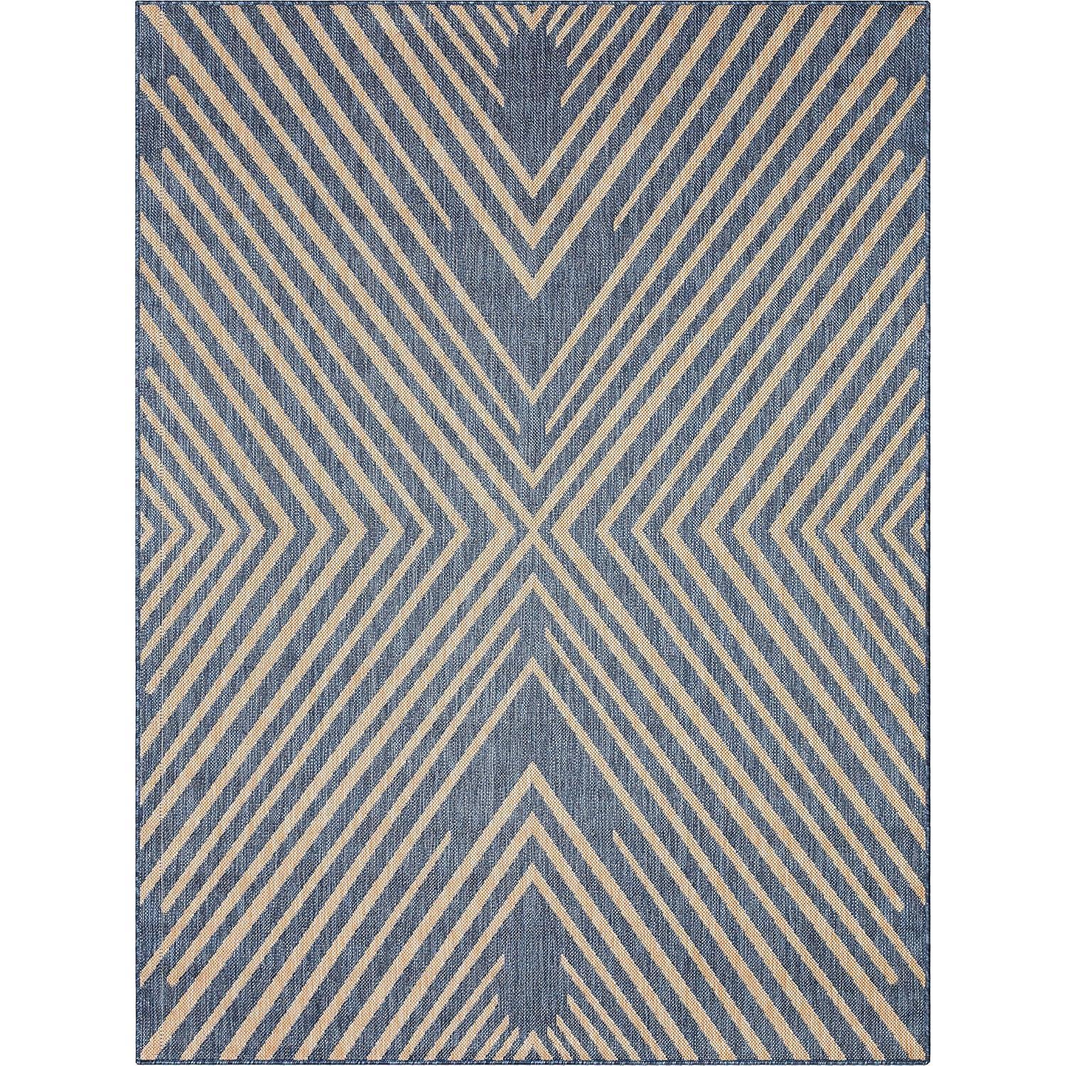 Well Woven Kesia Modern Stripes Indoor/Outdoor Gray Flat-Weave Rug