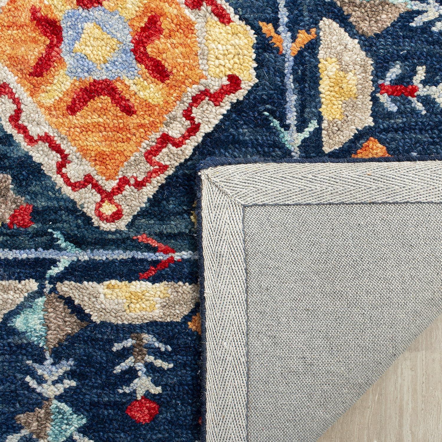 Aspen APN515 Hand Tufted Indoor Area Rug - Navy/Orange - 5'x8' - Safavieh