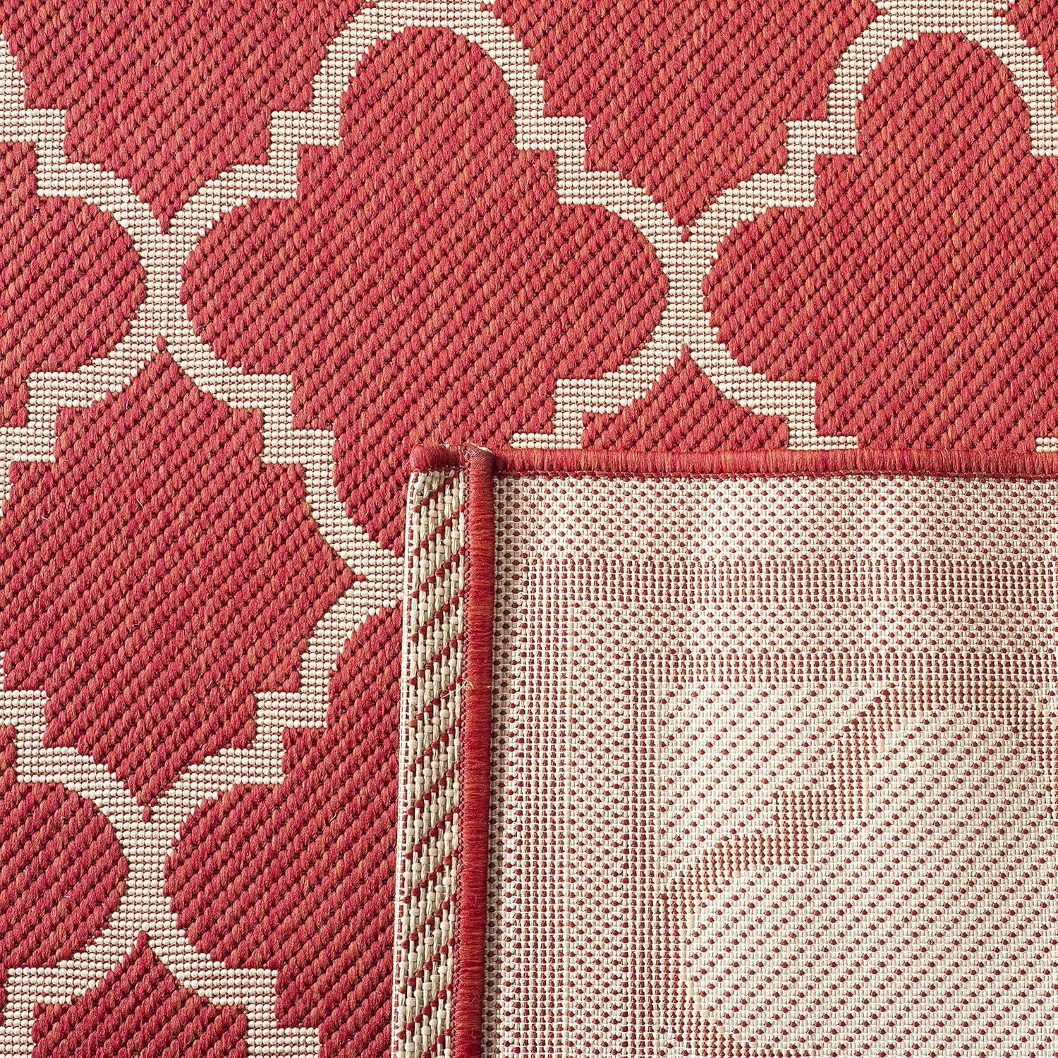 SAFAVIEH Courtyard Alina Geometric Quatrefoil Indoor/Outdoor Area Rug, Red/Bone, 2'7" x 5'