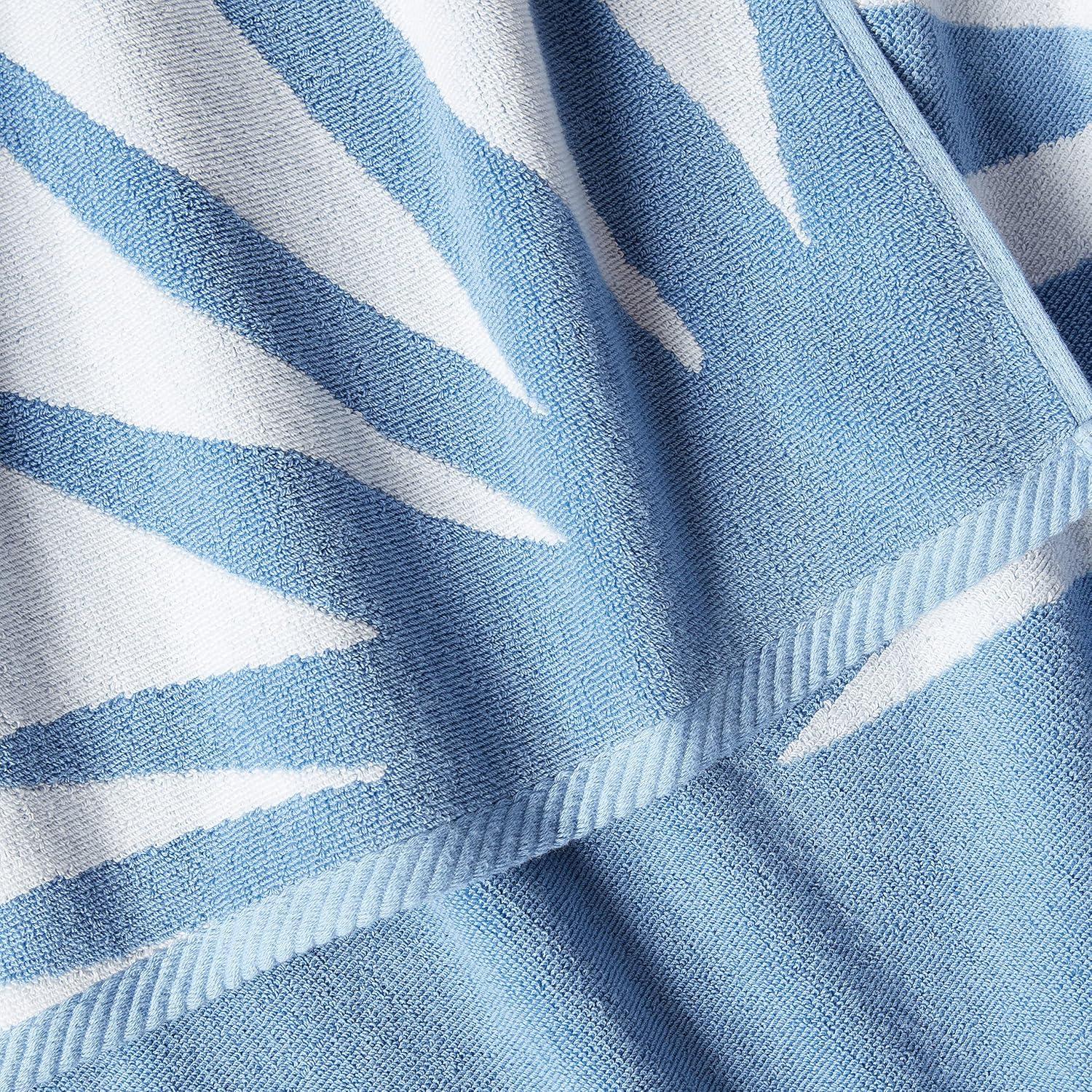 Laguna Beach Textile Co. Striped Cabana Beach Towel - Oversized, Plush 630 GSM Cotton - Coral Orange & Sea Glass Green