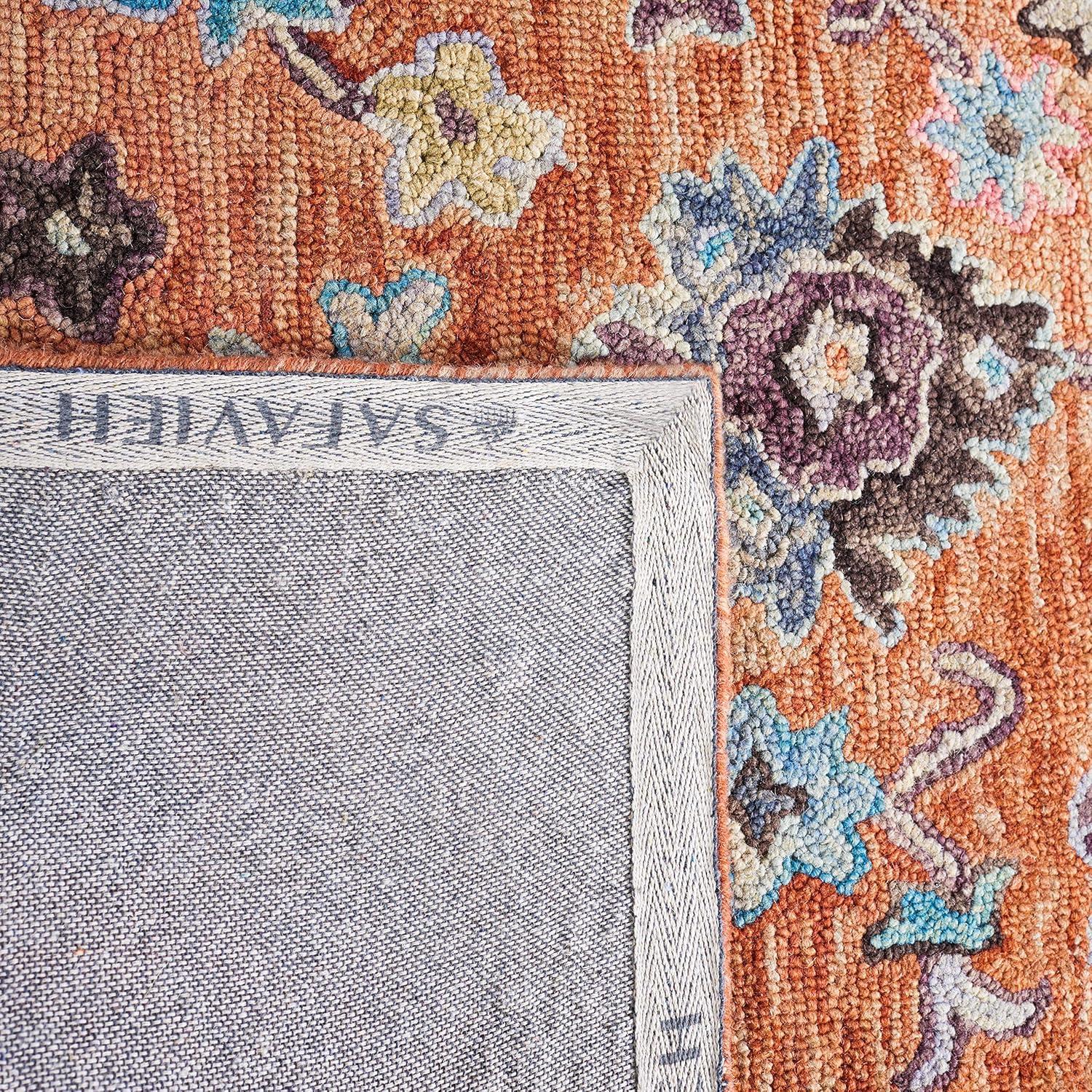 SAFAVIEH Blossom Moema Floral Area Rug, Rust/Blue, 4' x 6'