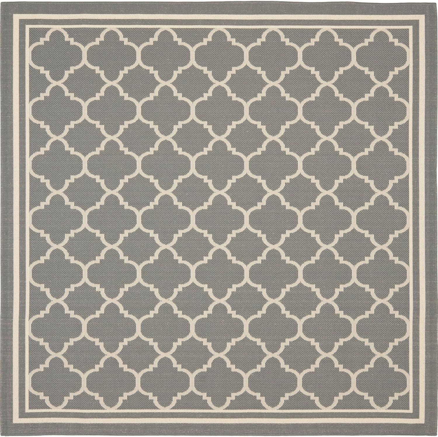 Courtyard CY6918 Power Loomed Indoor/Outdoor Area Rug - Anthracite/Beige - 4'x4' - Safavieh.
