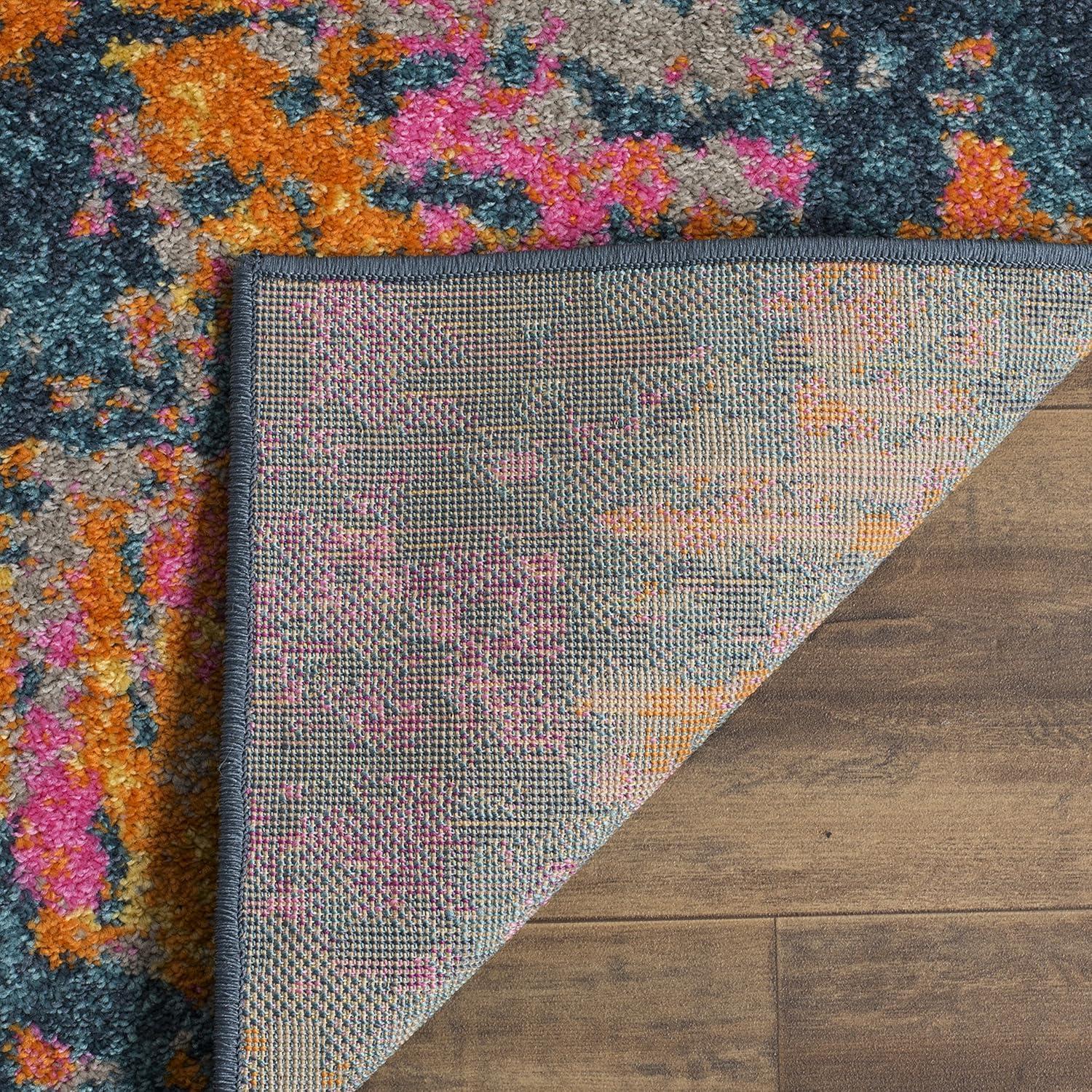 Madison MAD143 Power Loomed Runner Rug - Blue/Orange - 2'3"x8' - Safavieh.