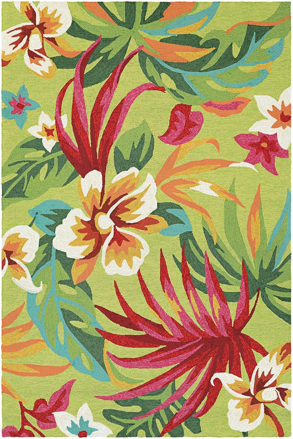 Couristan Covington Painted Fern Indoor/Outdoor Area Rug, 2' x 4', Fern-Red