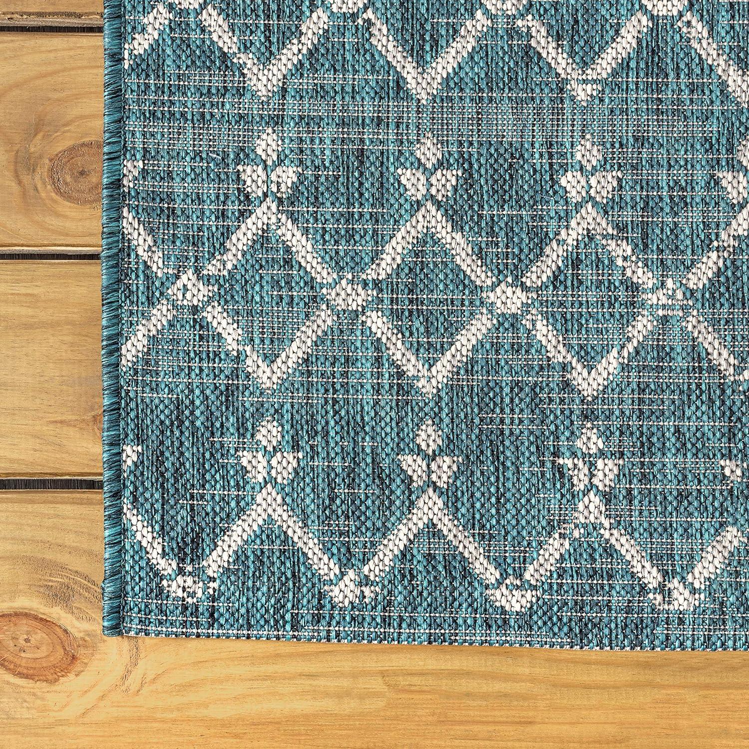 Ourika Moroccan Geometric Textured Weave Indoor/Outdoor Area Rug - JONATHAN Y