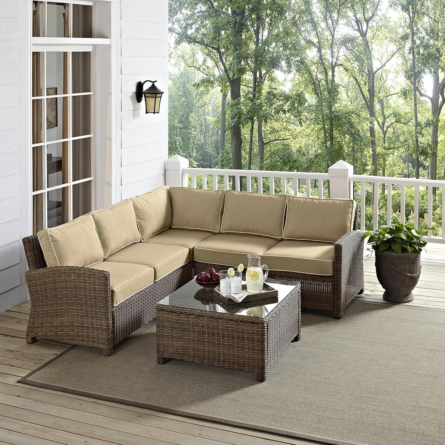 Crosley 4pc Bradenton Steel Outdoor Patio Sectional Sofa Furniture Set