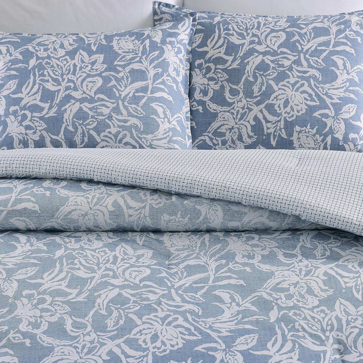 Twin Blue Mirage Cotton Reversible Comforter Set